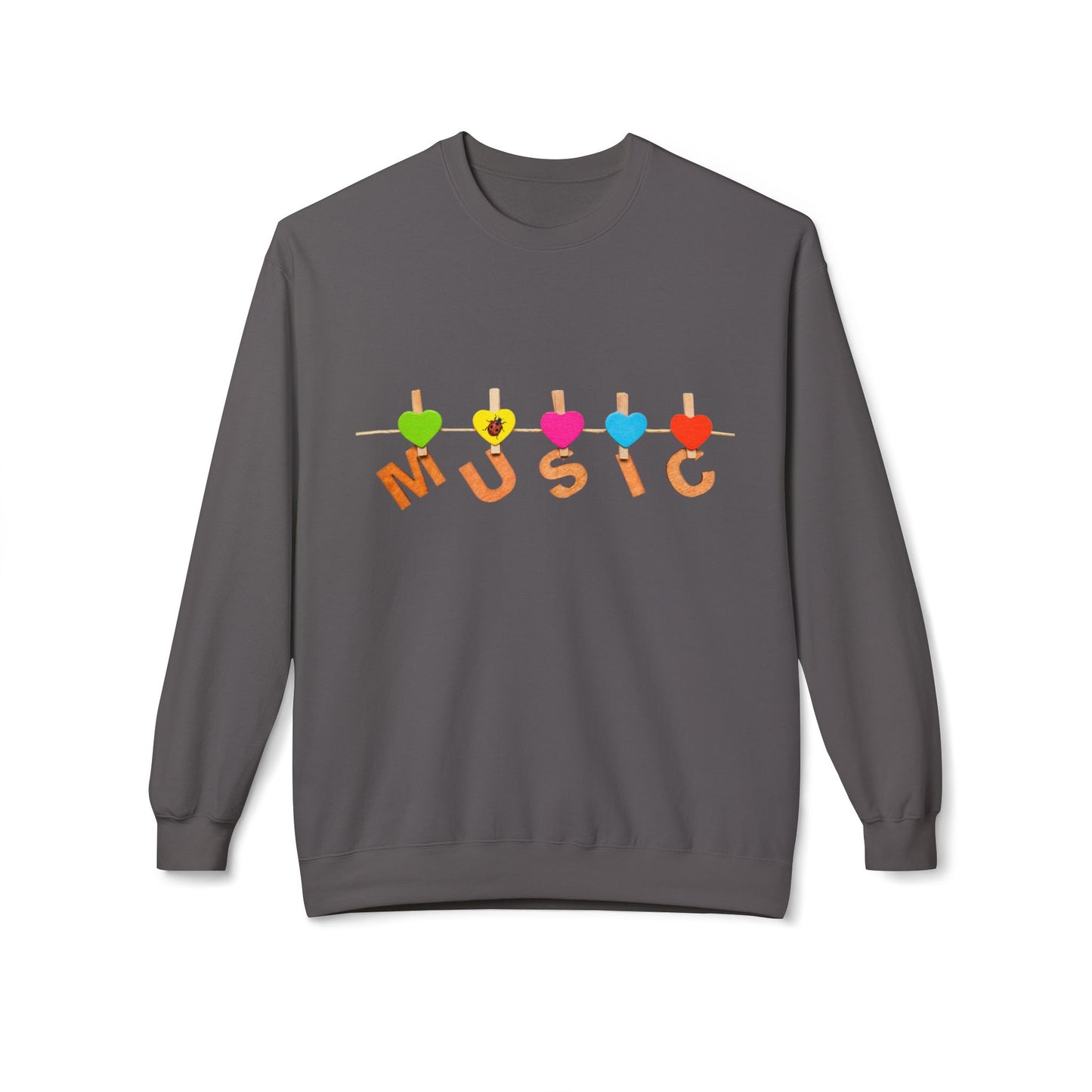 Teen/Adult Unisex Music Sweatshirt β Colorful Heartstring Design for Musicians and Music Lovers