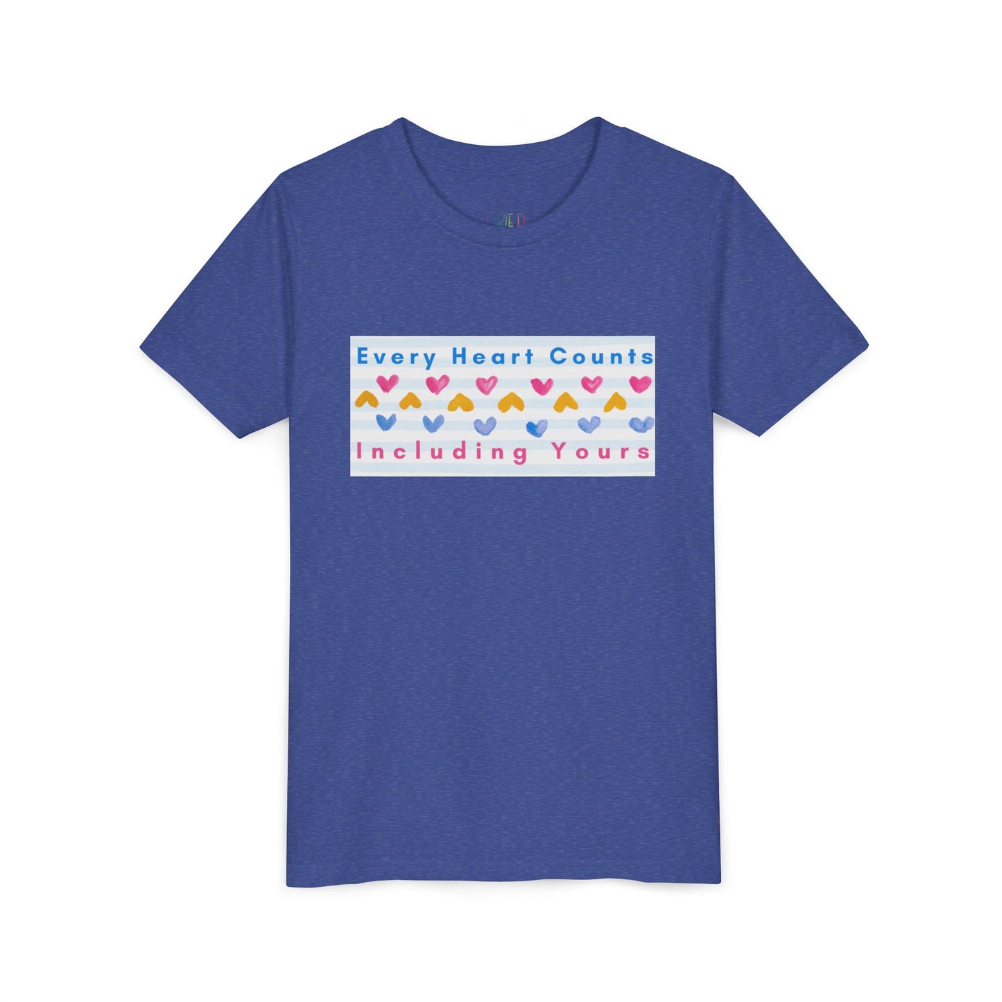 Youth Every Heart Counts Tee – Confidence & Compassion, Worn Proudly