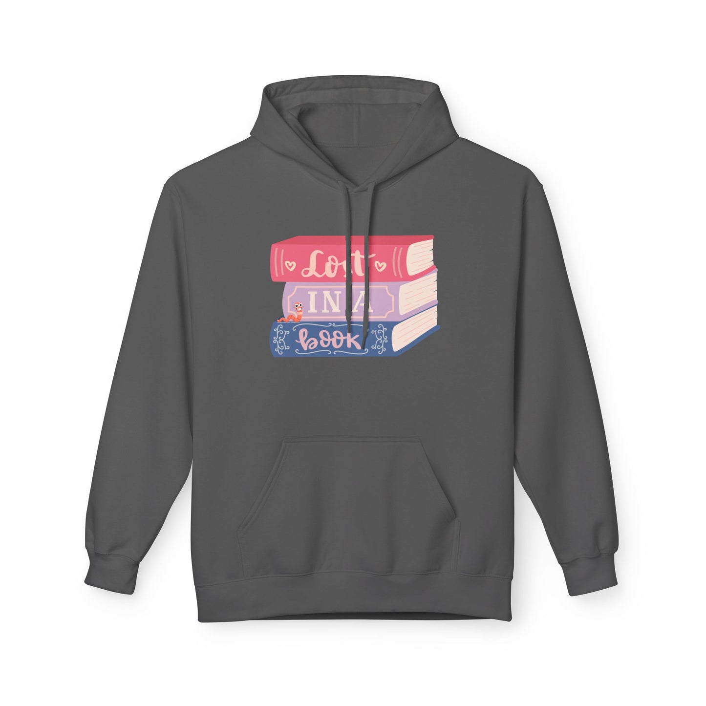 Teen/Adult Unisex Lost in a Book Hoodie – Cute Bookworm and Pastel Stack Design