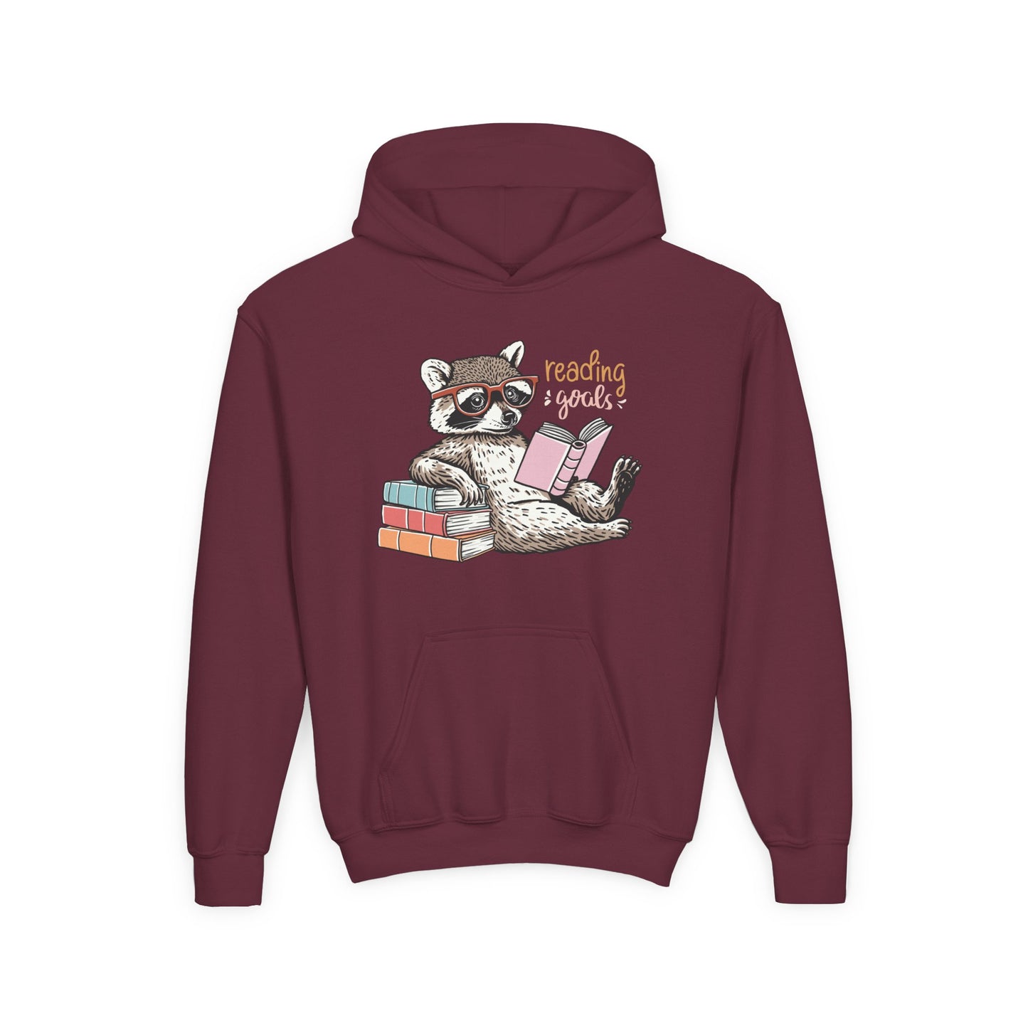 Youth Reading Goals Hoodie β Book-Loving Raccoon Edition