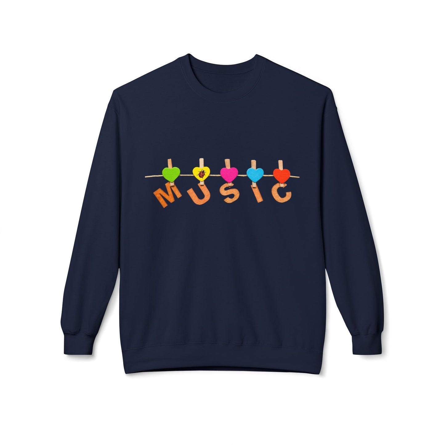 Teen/Adult Unisex Music Sweatshirt β Colorful Heartstring Design for Musicians and Music Lovers