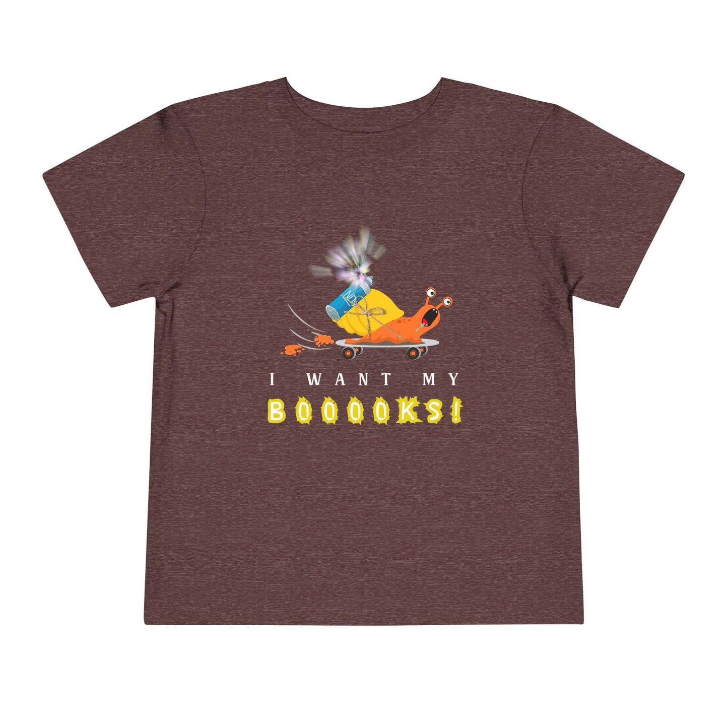 Toddler I Want My Booooks! Snail Tee – Funny Reading Shirt for Kids Who Zoom to Storytime