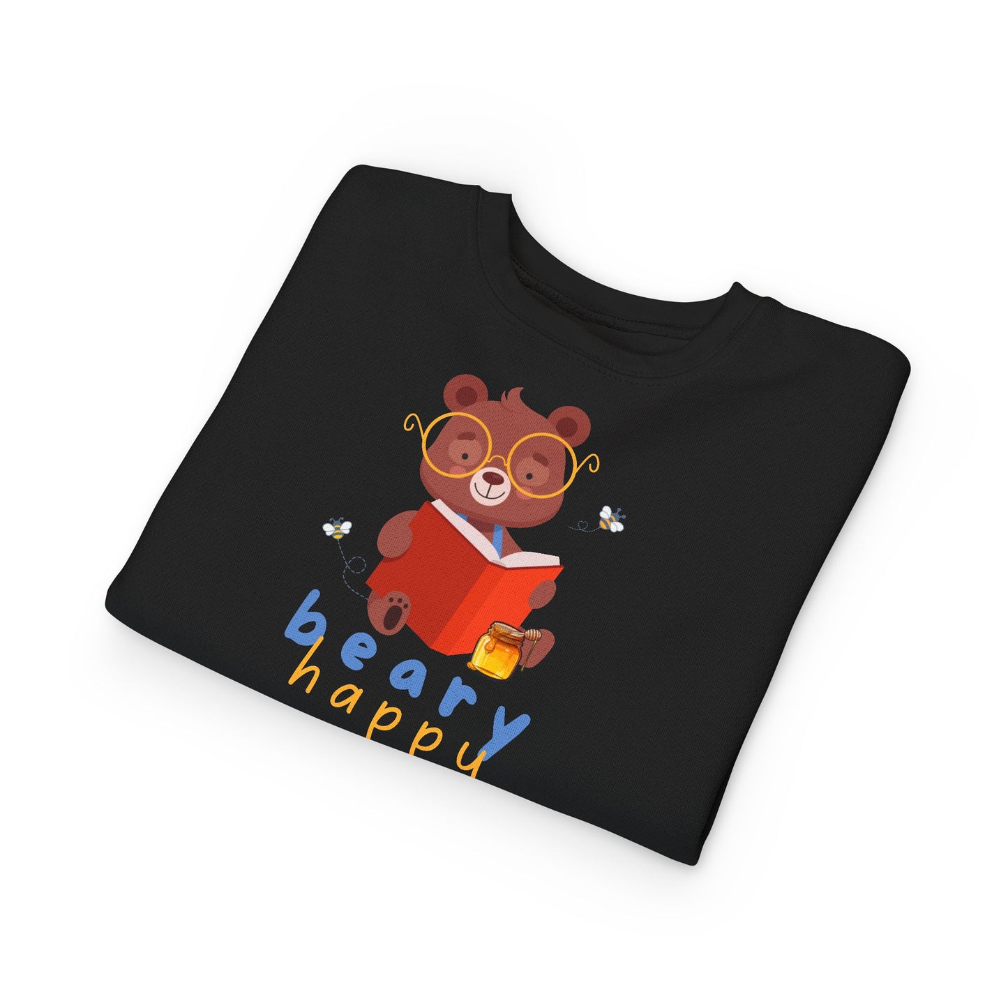 Toddler Beary Happy Sweatshirt β Cute Bear Reading Crewneck for Little Book Lovers