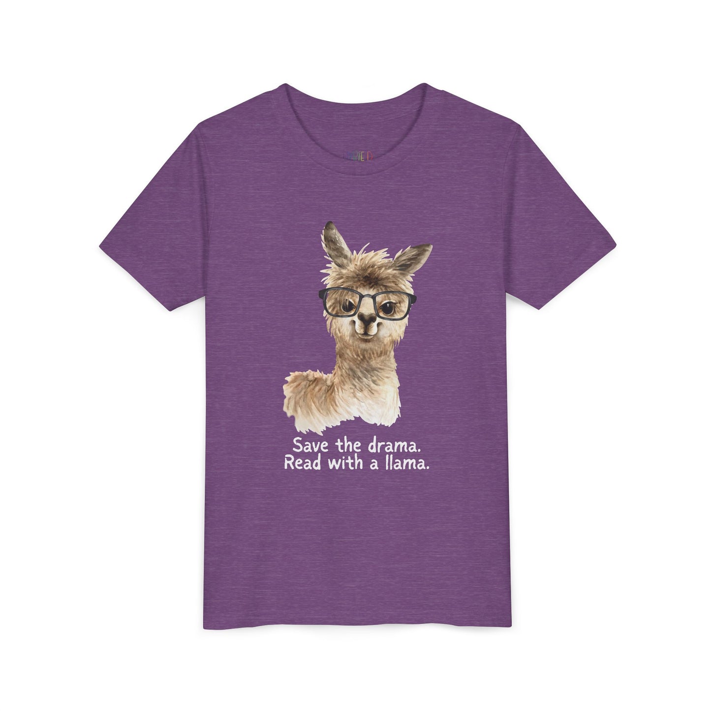 Youth Save the Drama, Read with a Llama T-Shirt β Funny Animal Book Lover Tee