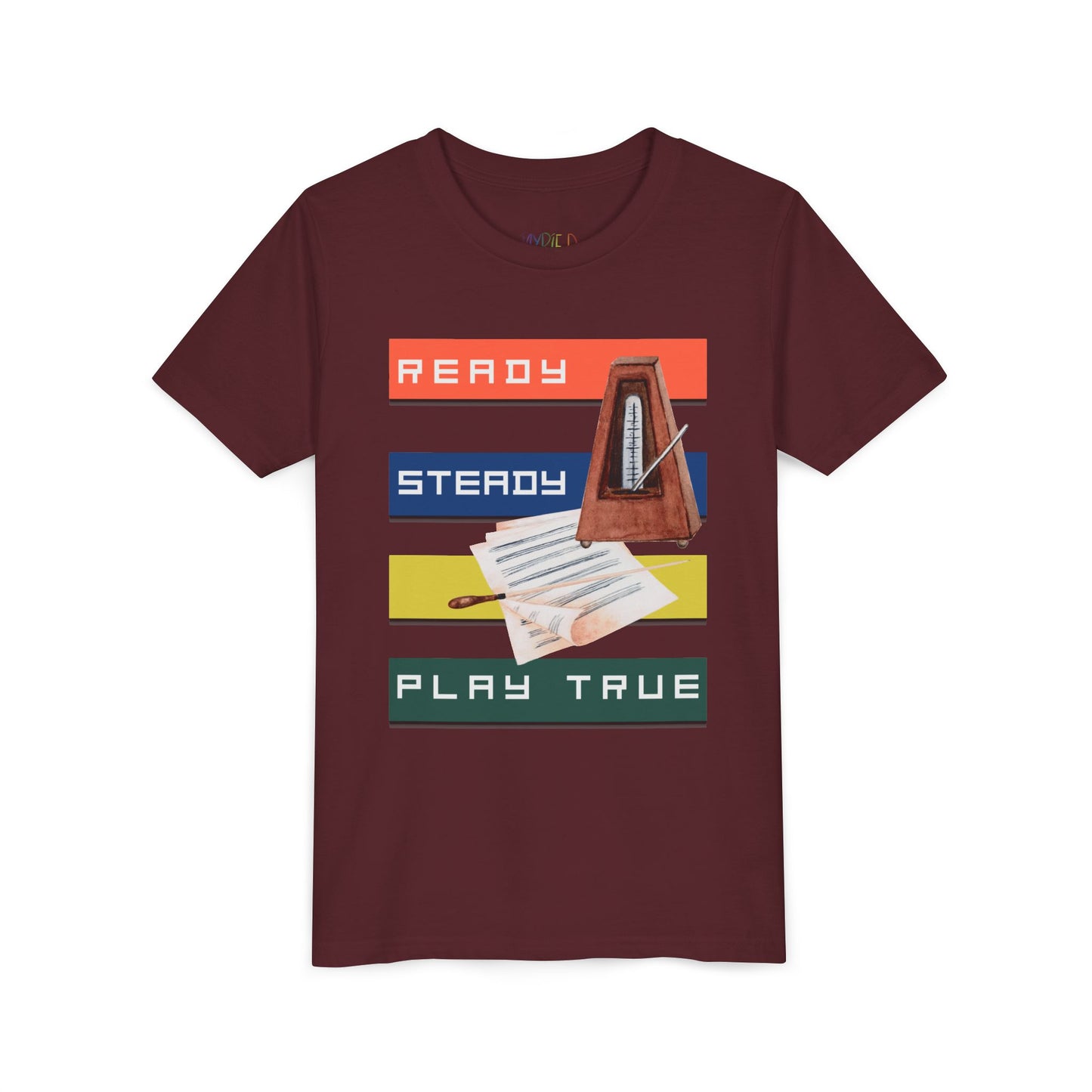 Youth Ready. Steady. Play True Tee – Metronome Shirt for Focused Young Musicians