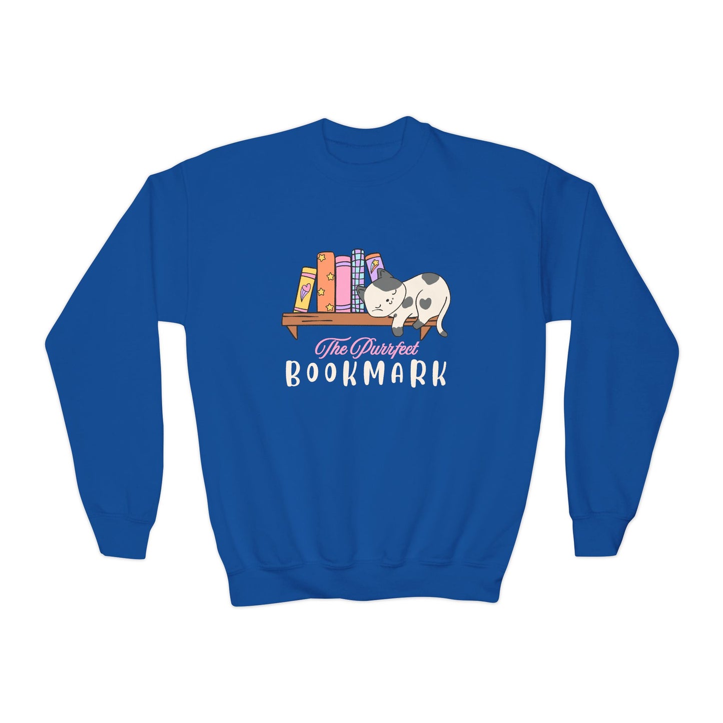 Youth Purrfect Bookmark Sweatshirt β Cozy Catnap Edition