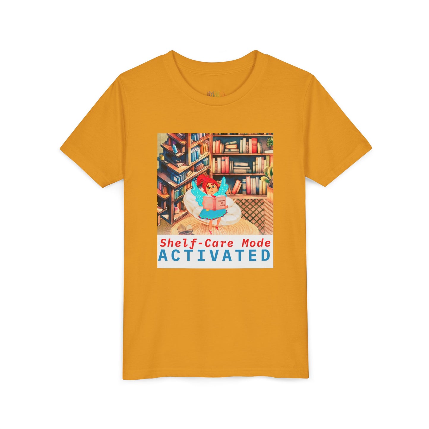 Youth Shelf-Care Mode Activated Youth Tee – Recharge with a Good Book