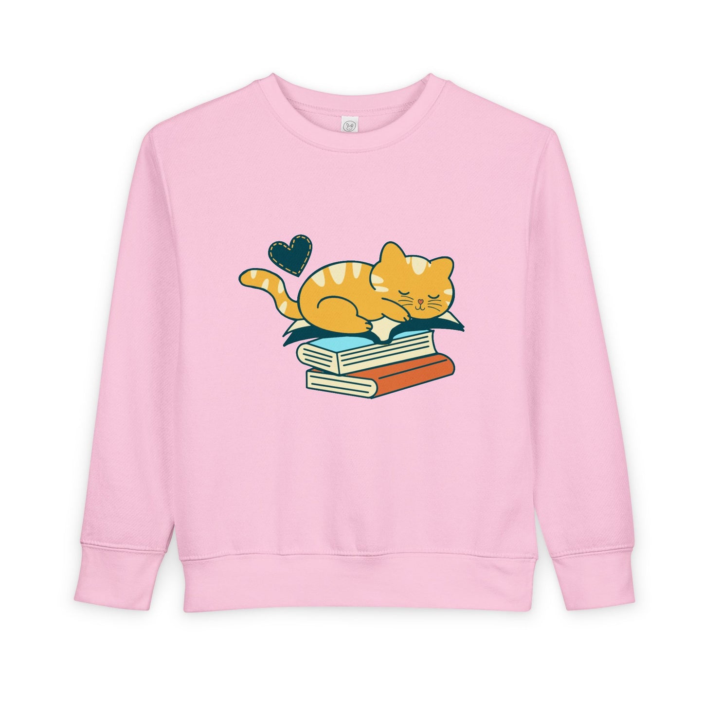 Toddler Cozy Cat Sweatshirt β Book Stack Nap Time Crewneck for Little Readers
