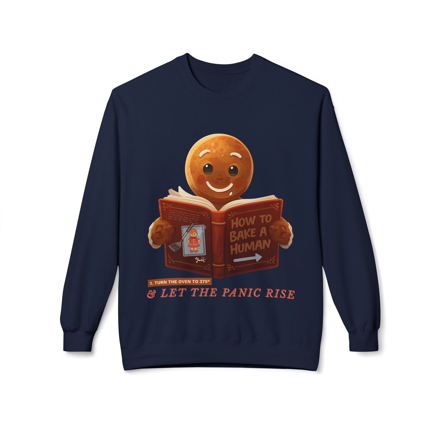 Teen/Adult Unisex How to Bake a Human Gingerbread Sweatshirt – Dark Humor Holiday Design Printify