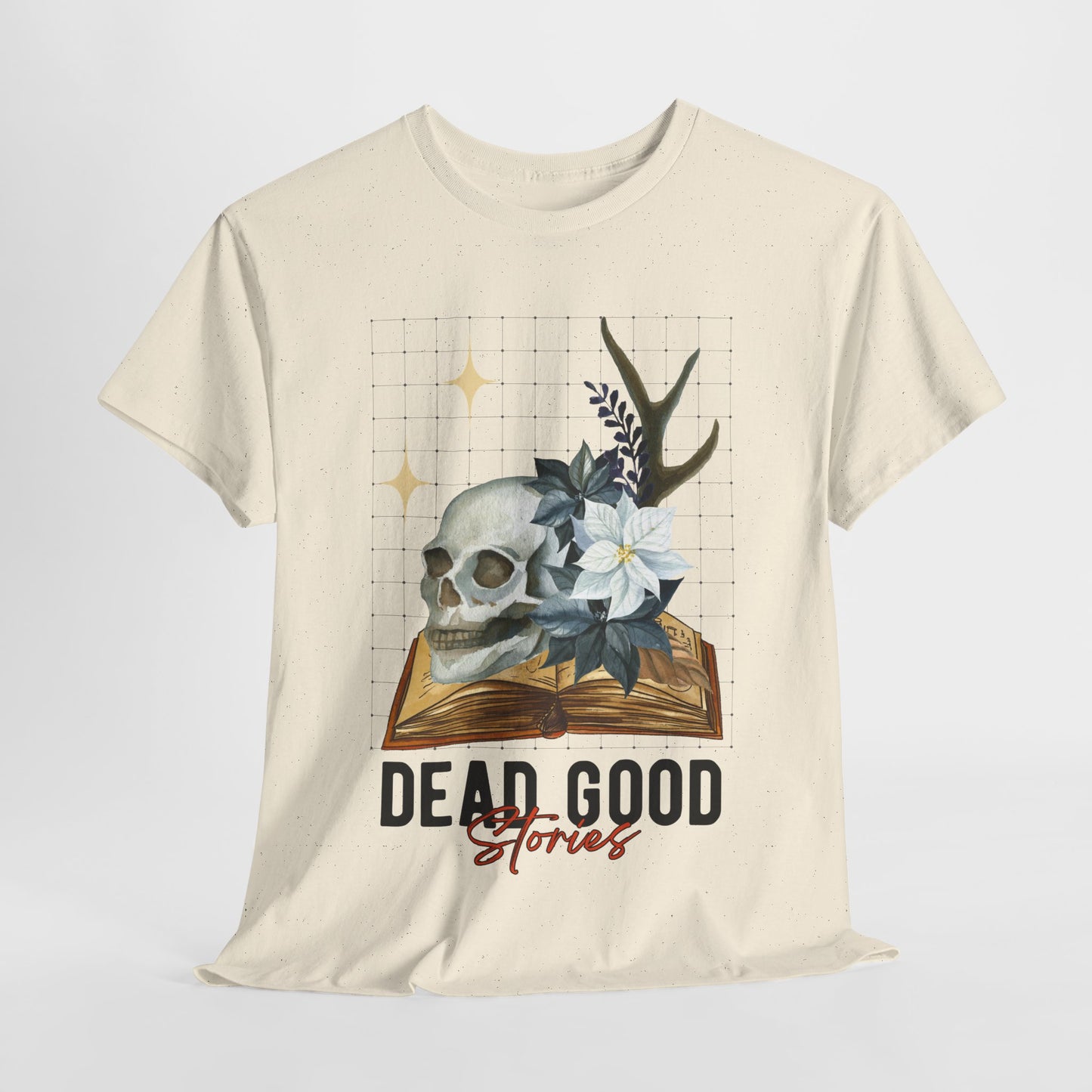 Teen/Adult Unisex Dead Good Stories T-Shirt β Skull & Book Horror Graphic Tee
