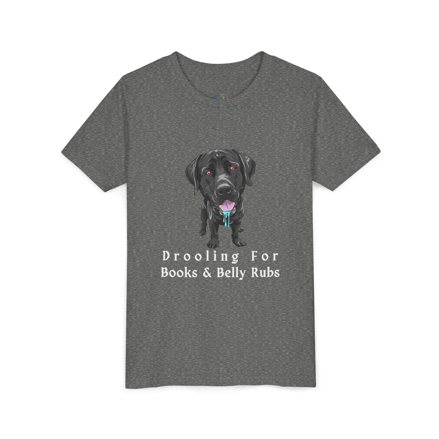 Youth Drooling for Books & Belly Rubs T-Shirt – Perfect for Dog-Loving Readers