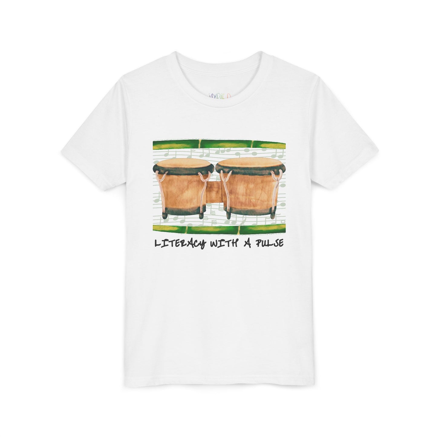 Youth Literacy With a Pulse Tee – Bongo Drum Shirt for Rhythm-Loving Readers