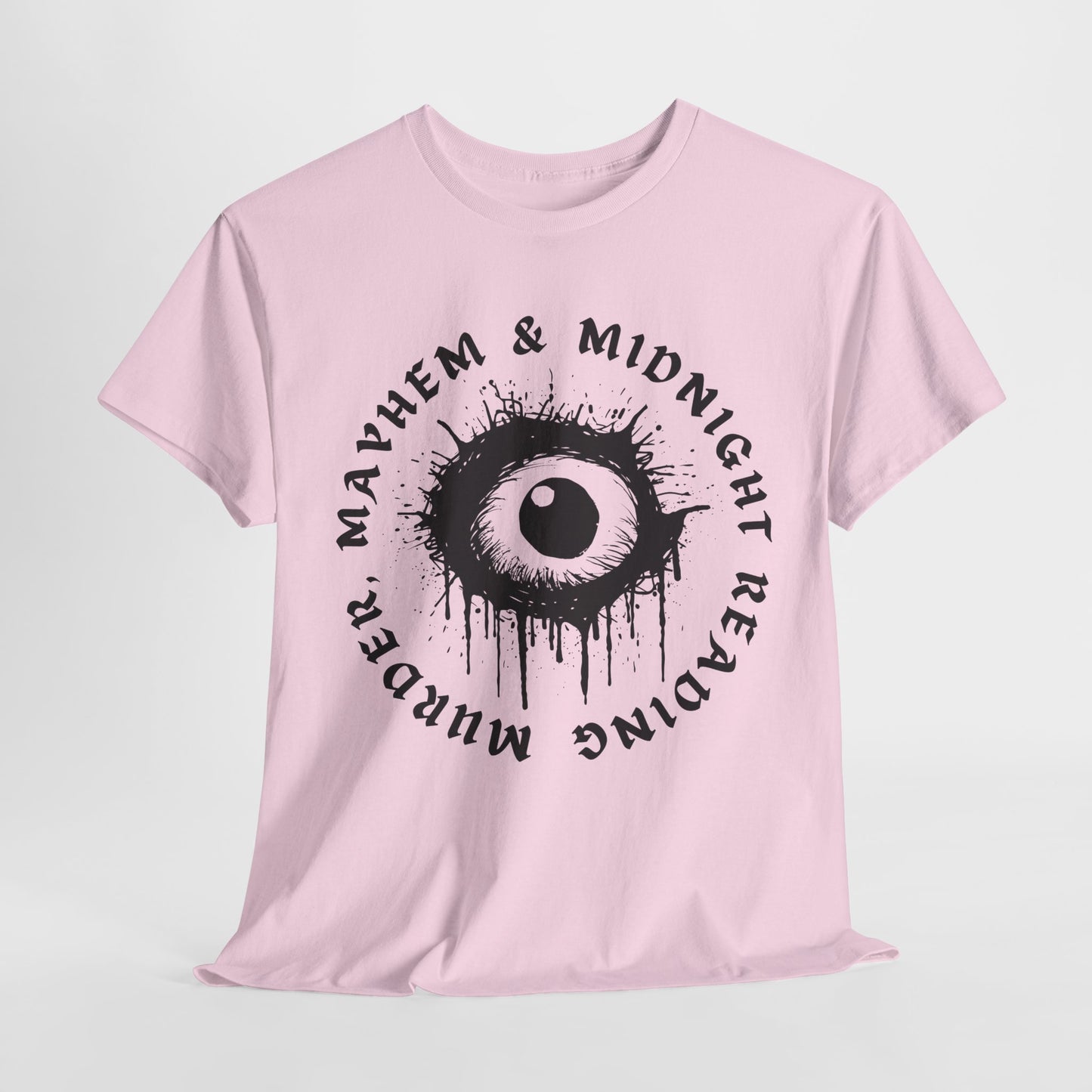 Teen/Adult Unisex Mayhem & Midnight Reading T-Shirt – Horror Eye Graphic Tee