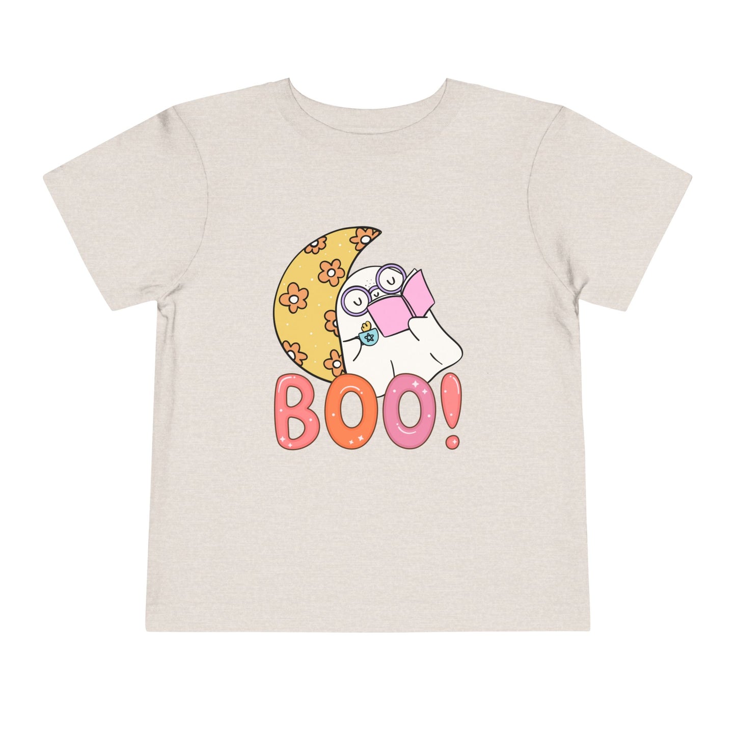 Toddler Halloween "Boo!" Ghost Reader Tee β Spooky Cute Bookish Shirt