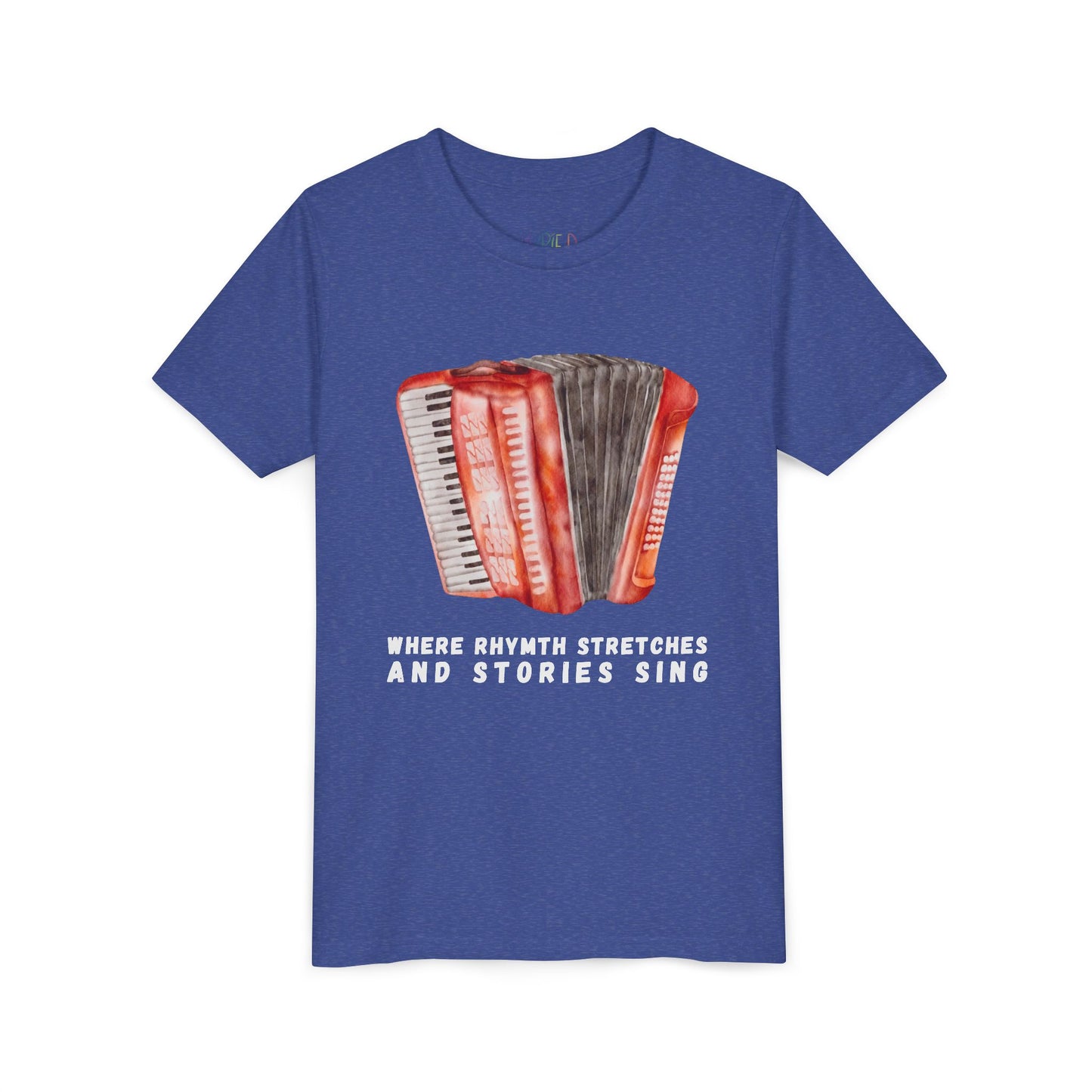 Youth Where Rhythm Stretches and Stories Sing Tee – Accordion Shirt for Creative Young Minds