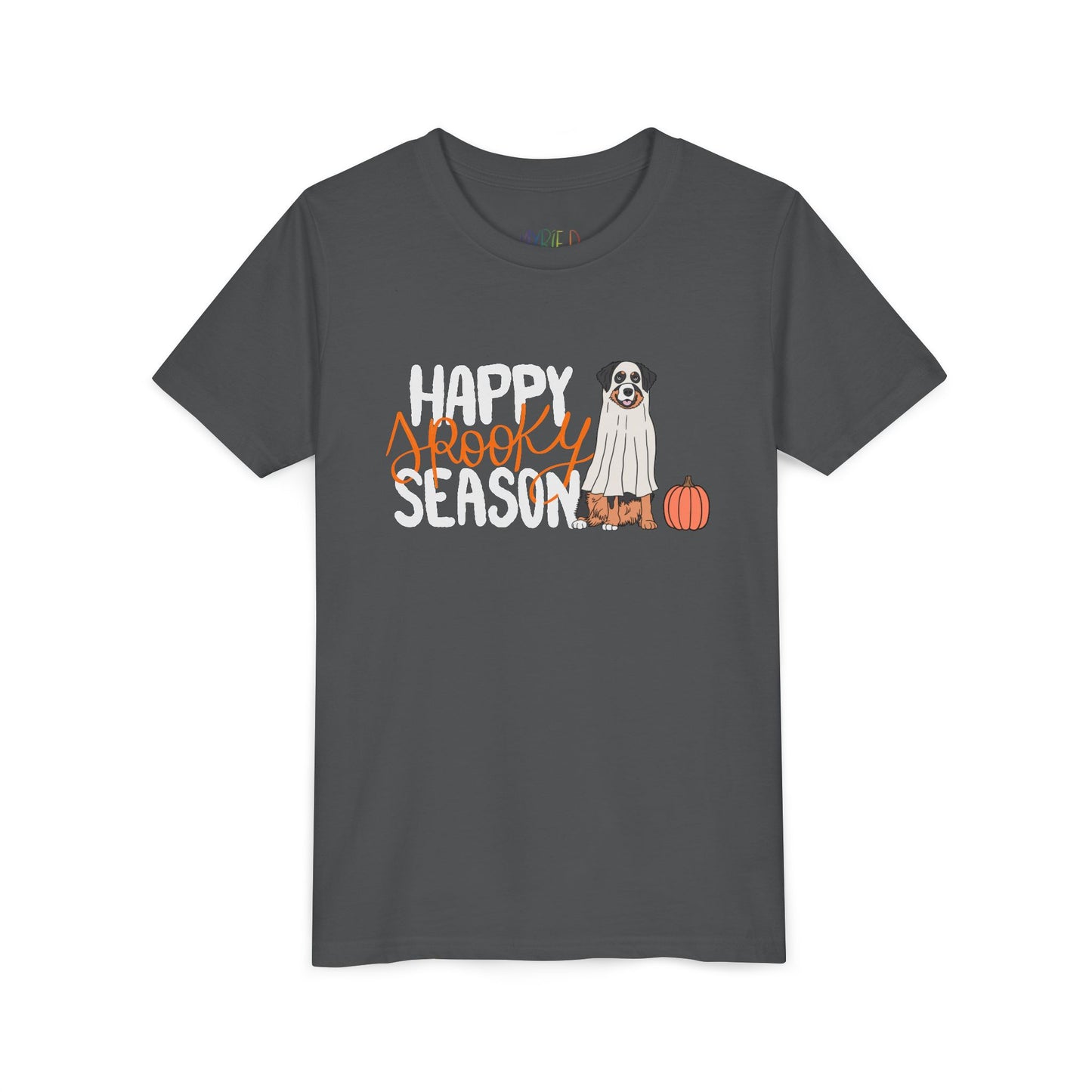 Youth "Happy Spooky Season" Tee – Cute Halloween Dog & Pumpkin Shirt
