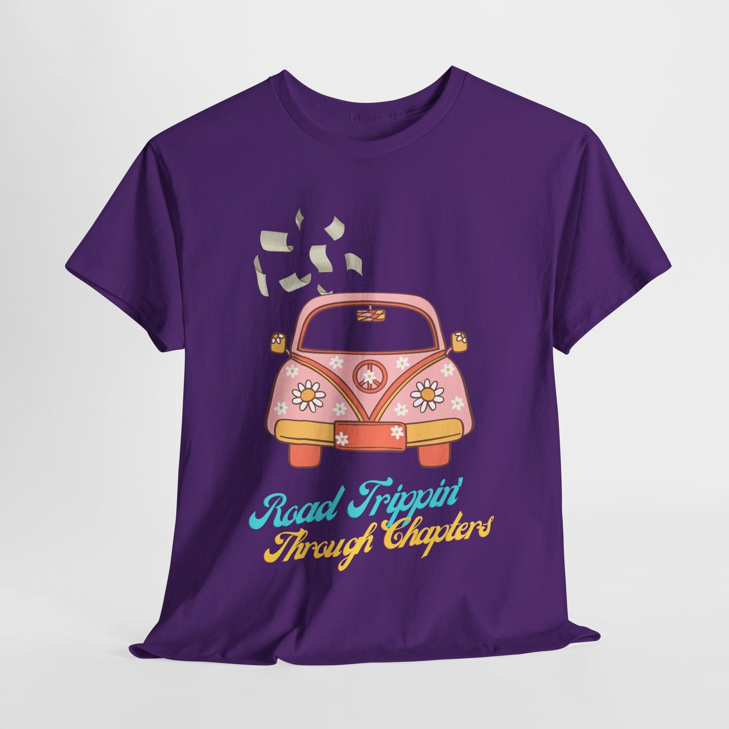 Teen/Adult Unisex Road Trippin’ Through Chapters Tee – Groovy Gift for Book Lovers on a Journey