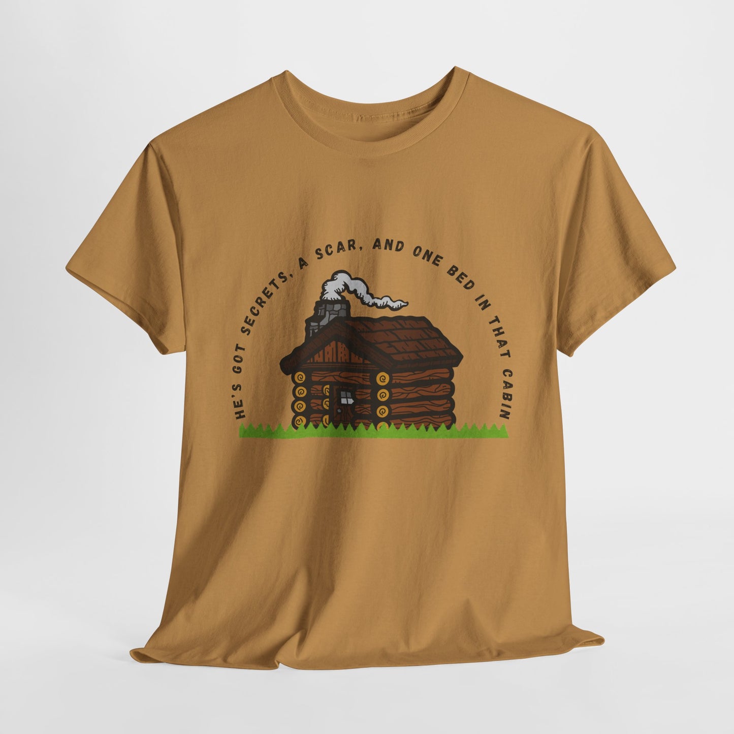 Teen/Adult Unisex Tee – He’s Got Secrets, a Scar, and One Bed in That Cabin