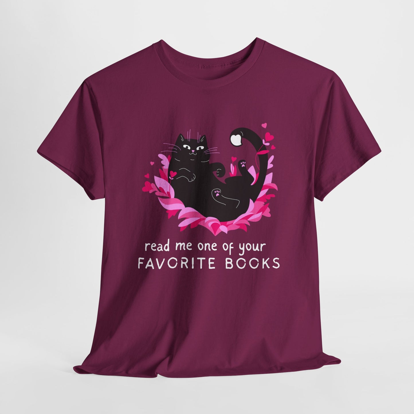 Teen/Adult Unisex Favorite Books Cat Tee – For Stories Best Shared