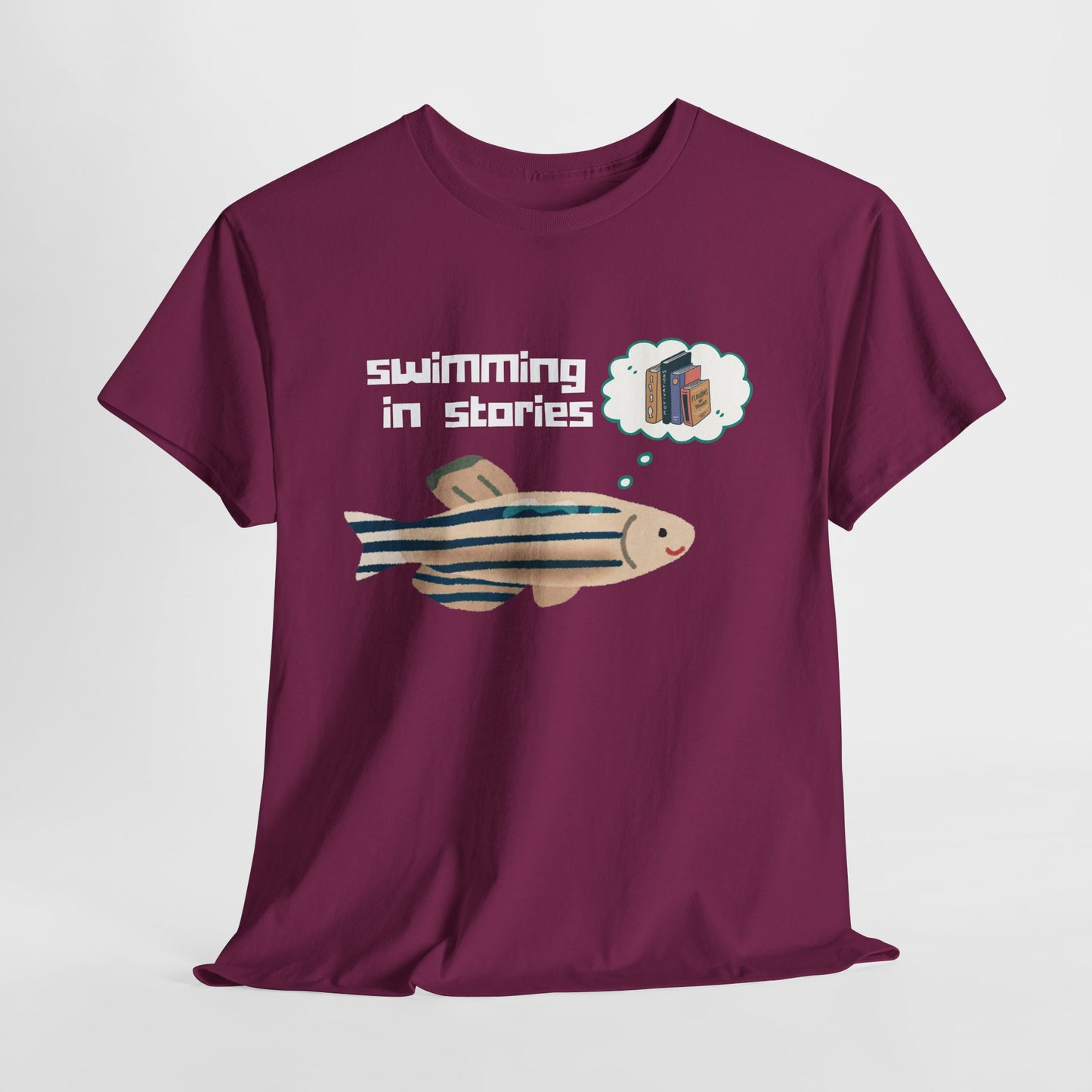 Teen/Adult Unisex Swimming in Stories Tee – For Readers Who Dive Deep Into Books