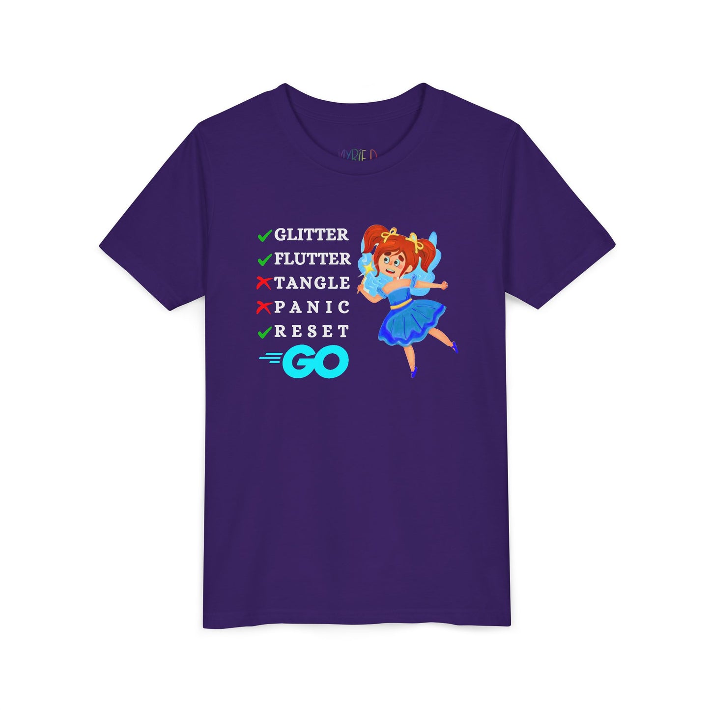 Youth Glitter. Flutter. Reset. GO. Tee – Bounce Back Like a Pro