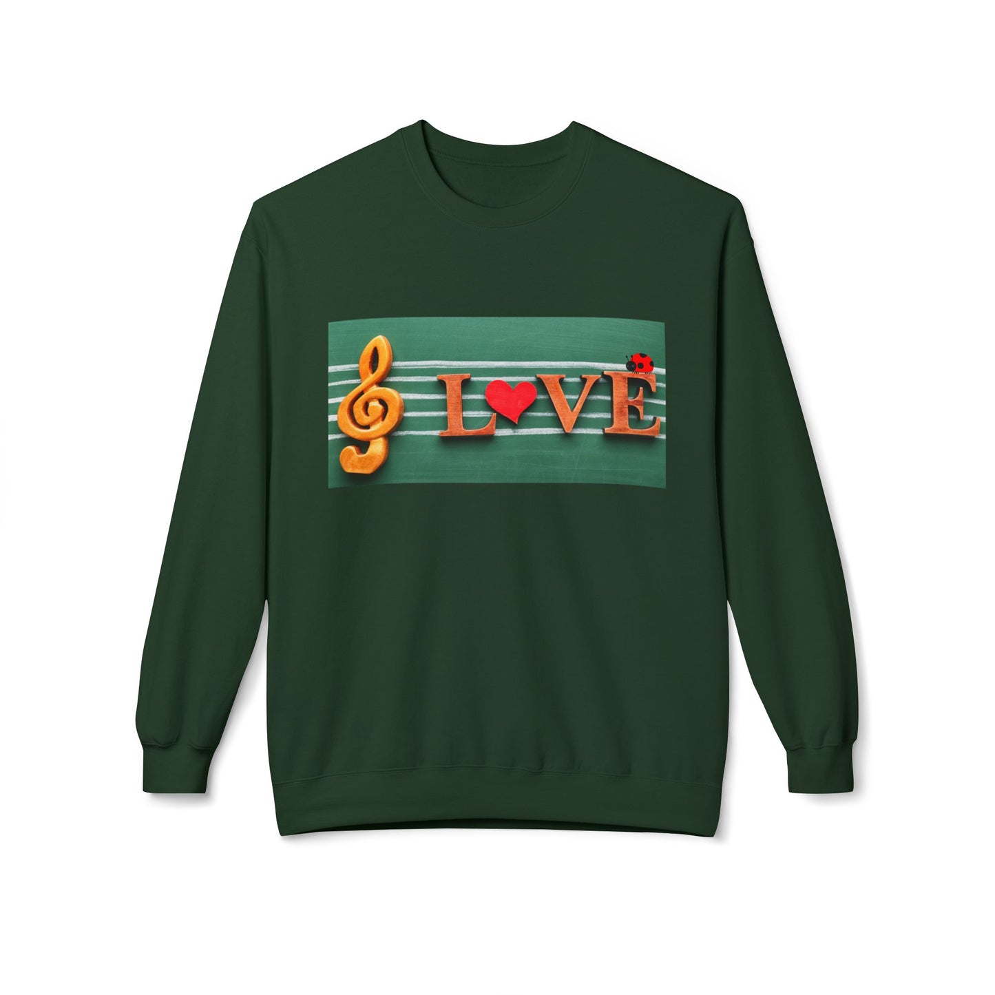 Teen/Adult Unisex Love Music Sweatshirt – Musical Treble Clef Design for Teachers and Song Lovers