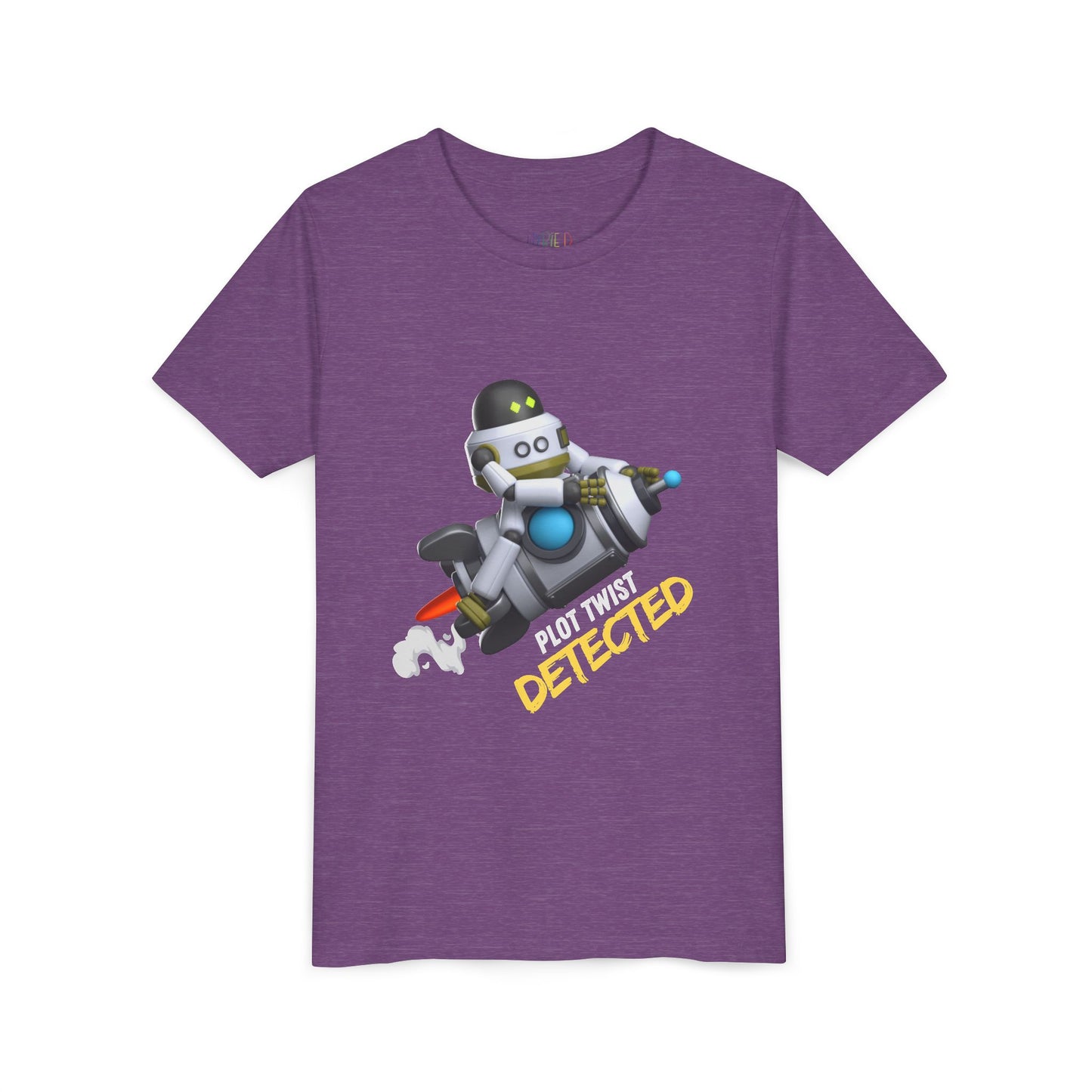 Youth Plot Twist Detected Tee β Rocket-Bot Shirt for Curious Readers For kids who zoom through stories and spot every twist!