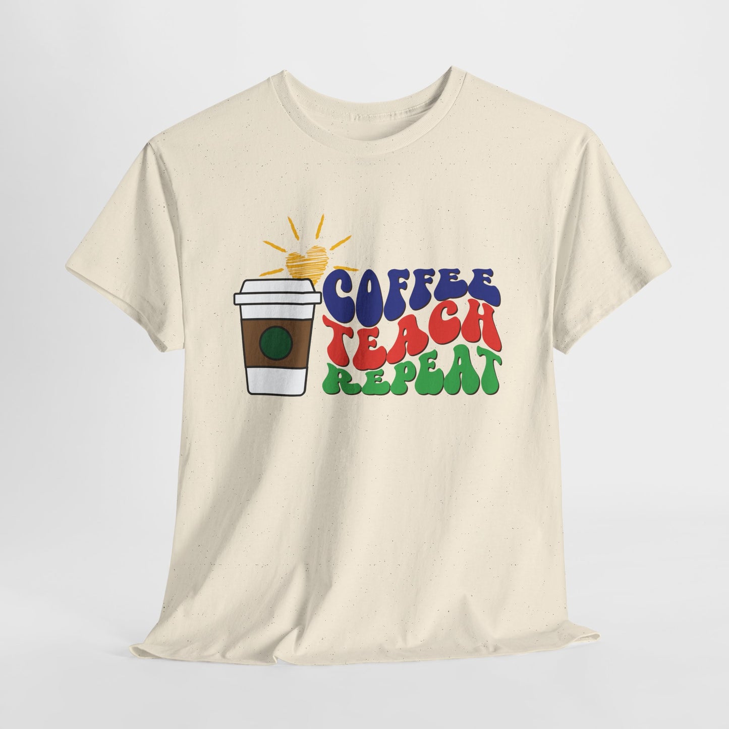 Teen/Adult Unisex Coffee. Teach. Repeat. Tee – Groovy Retro Shirt for Teachers