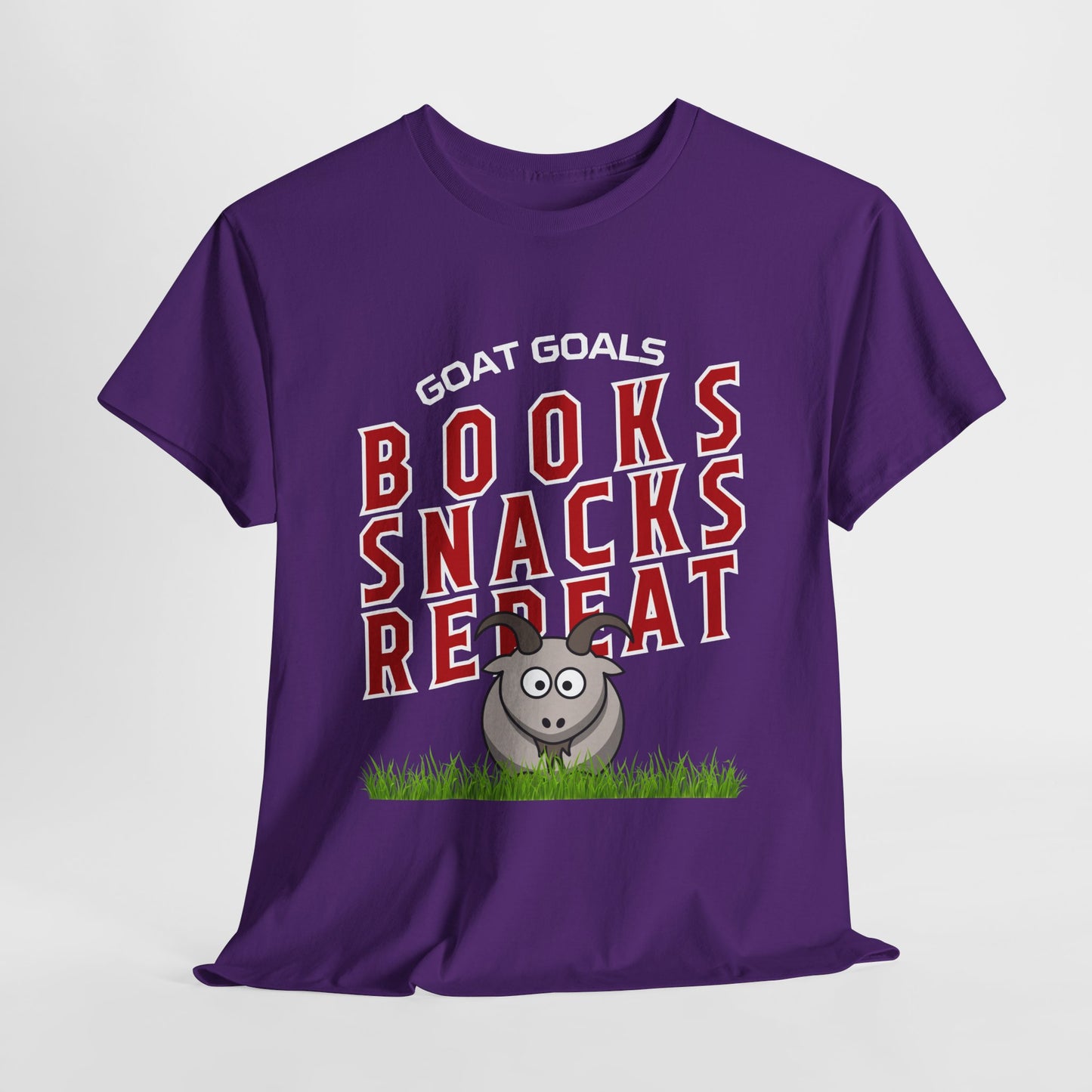 Teen/Adult Unisex – Goat Goals Books Snacks Repeat Tee