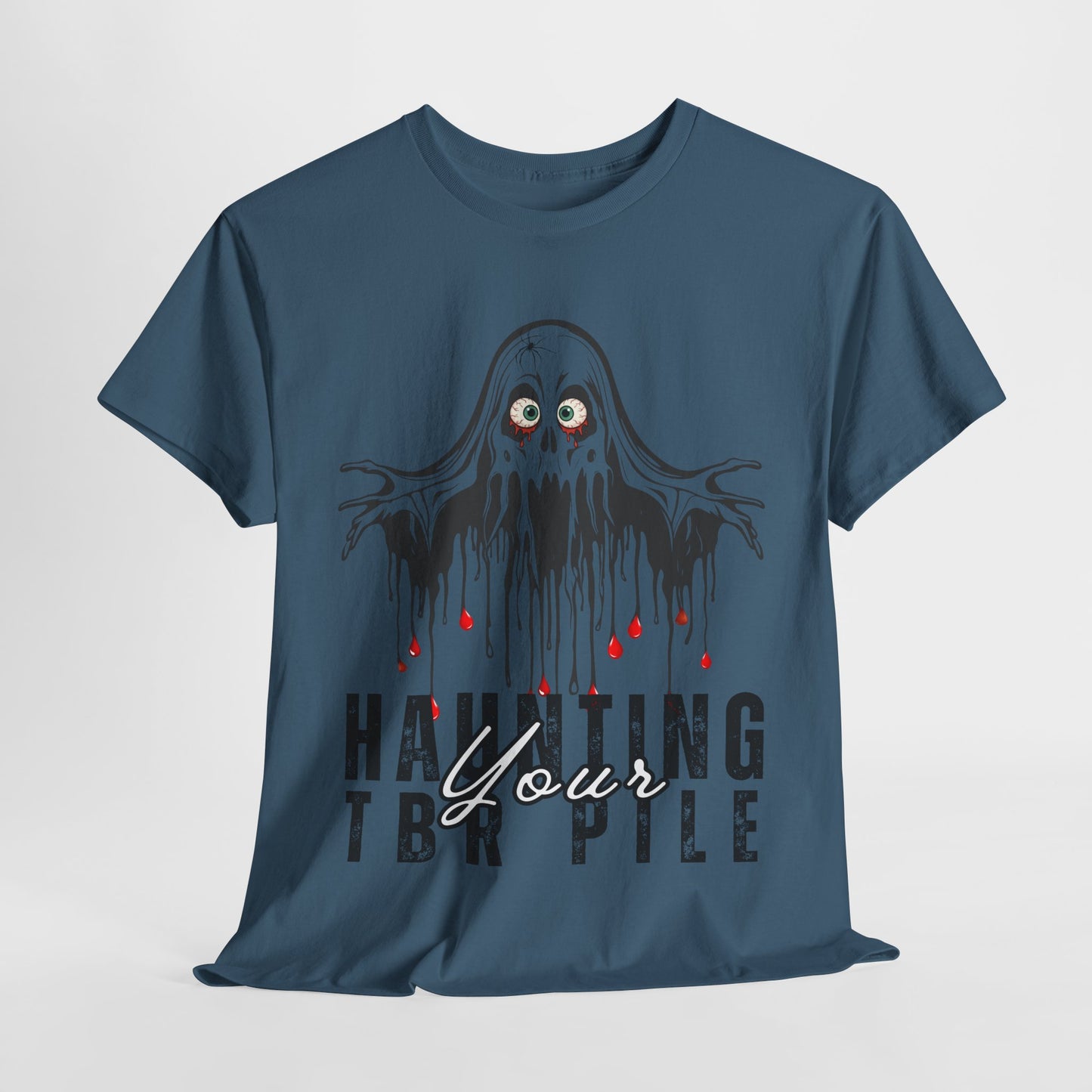 Teen/Adult Unisex Haunting Your TBR Pile T-Shirt β Horror Reader Graphic Tee