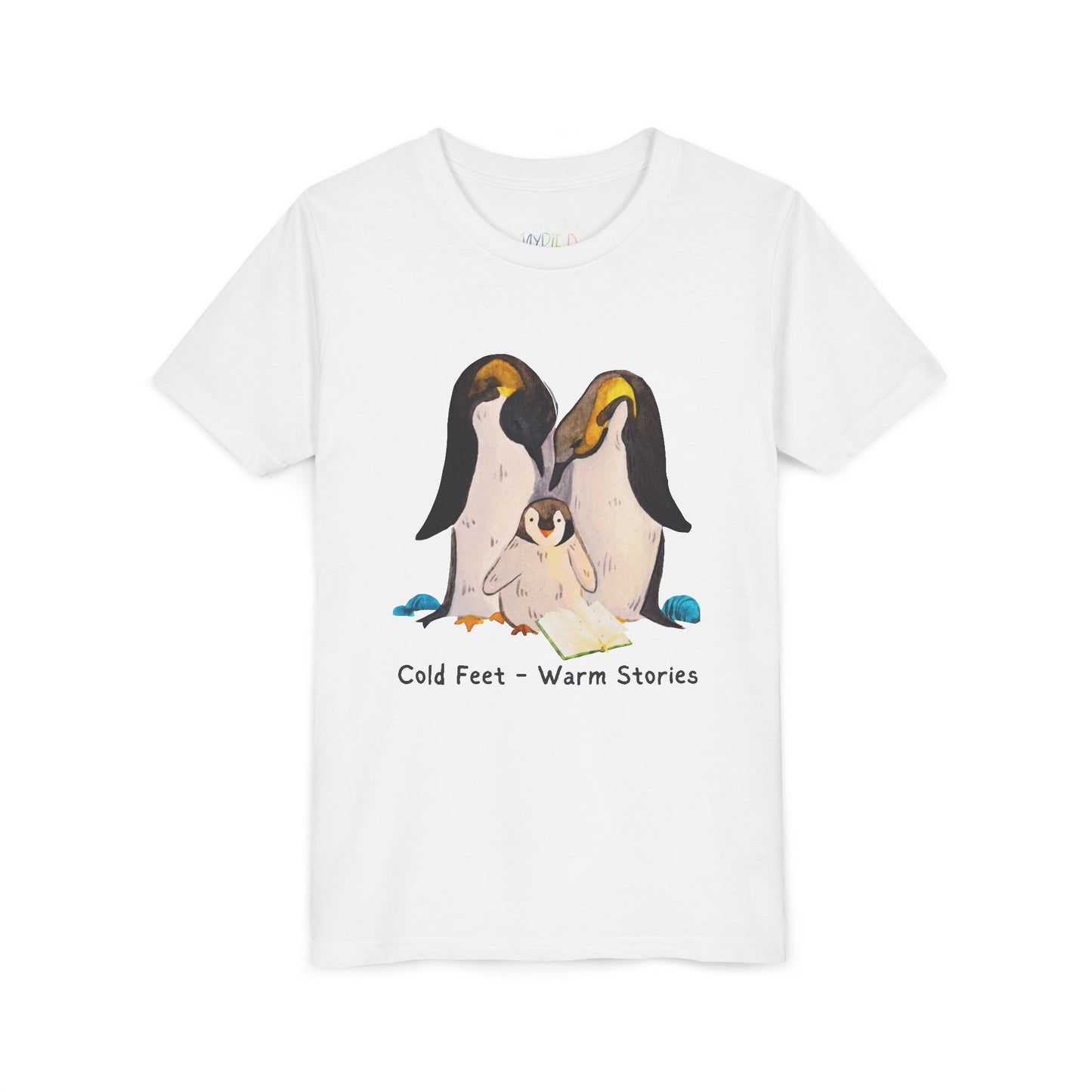 Youth Cold Feet β Warm Stories Tee β Cozy Penguin Shirt for Wintertime Readers