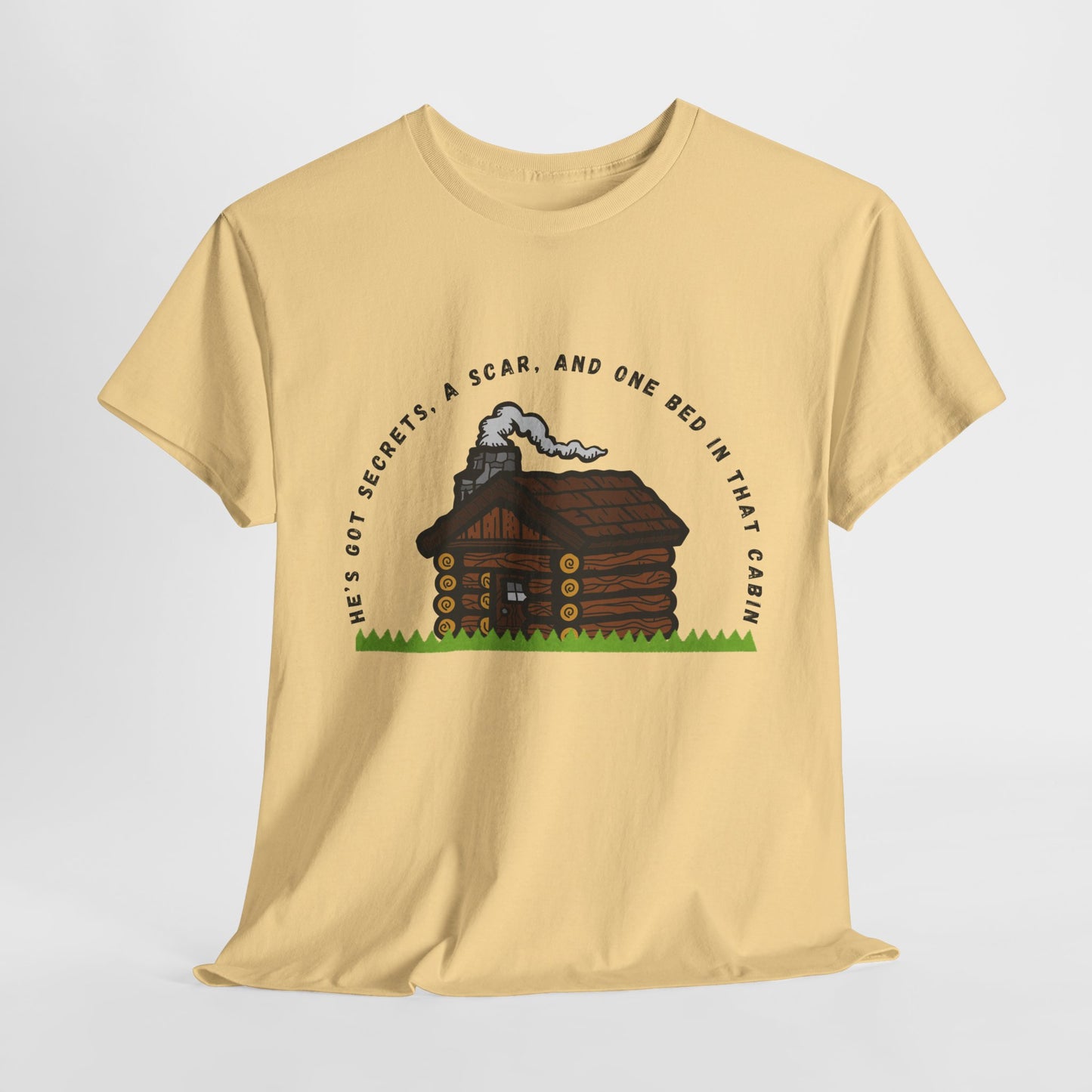 Teen/Adult Unisex Tee – He’s Got Secrets, a Scar, and One Bed in That Cabin