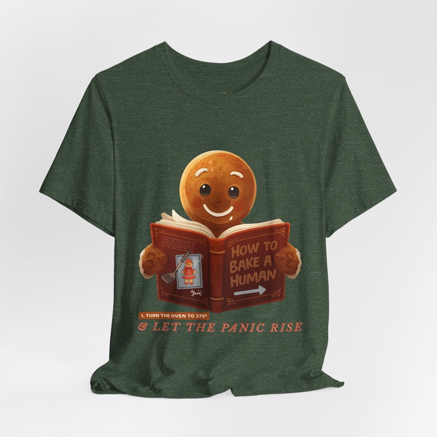 Teen/Adult Unisex How to Bake a Human T-Shirt – Gingerbread Dark Humor Christmas Design Printify