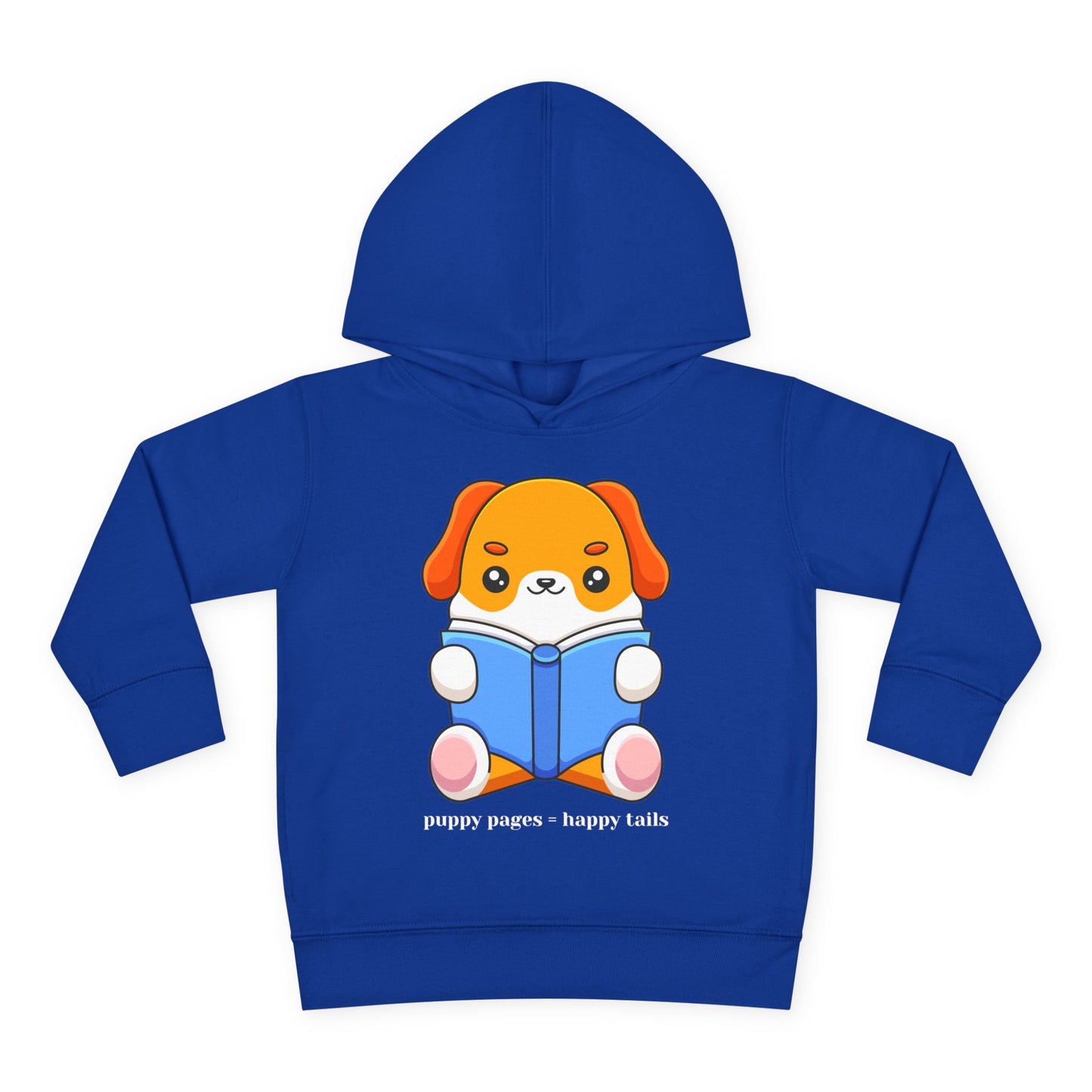 Toddler Puppy Pages Happy Tails Hoodie โ Cute Dog Reading Design