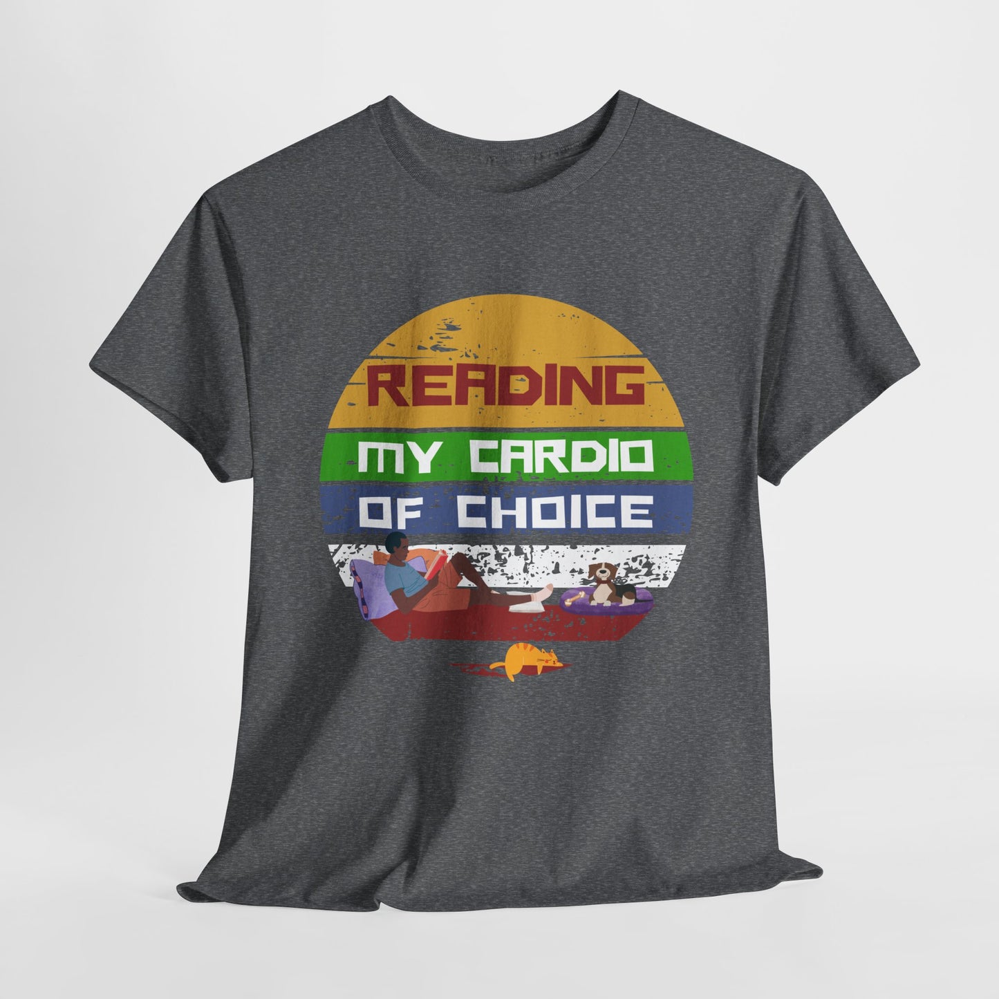 Teen/Adult Unisex Reading: My Cardio of Choice Tee – Bookish Humor for the Chill-at-Heart