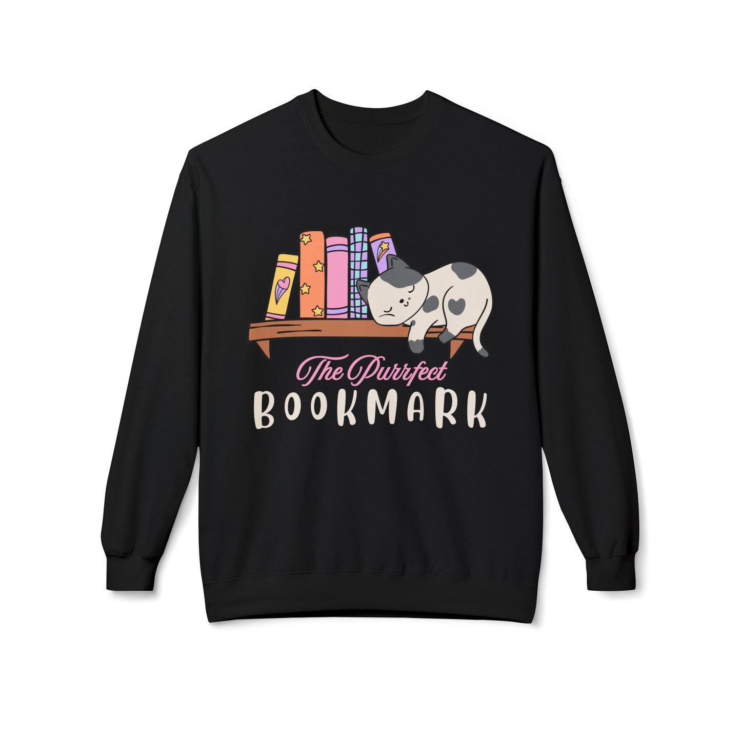 Teen/Adult Unisex The Purrfect Bookmark Sweatshirt – Cozy Cat & Book Lover Gift