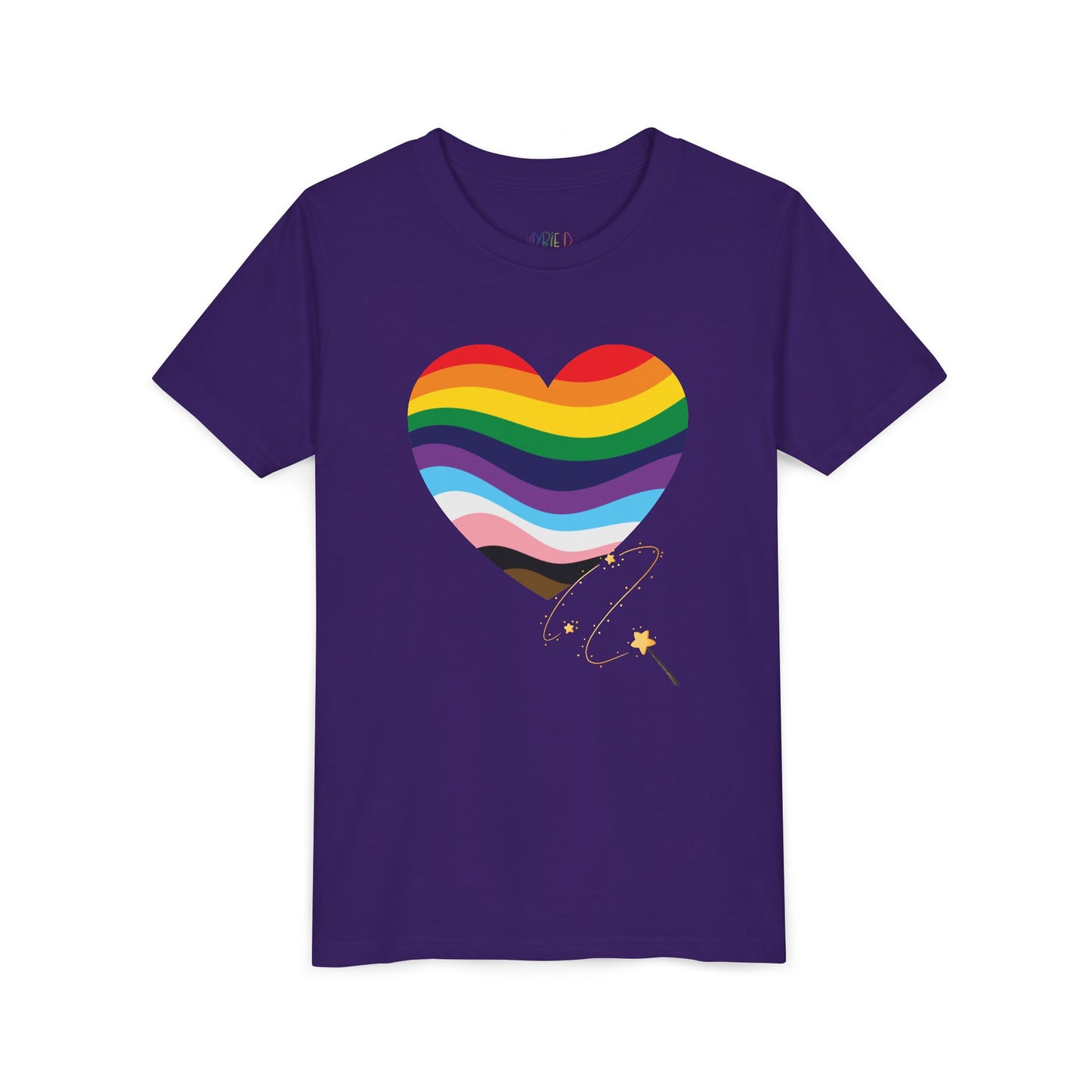 Youth Wand-Swished Rainbow Heart Tee – Lead with Love, Shine with Pride