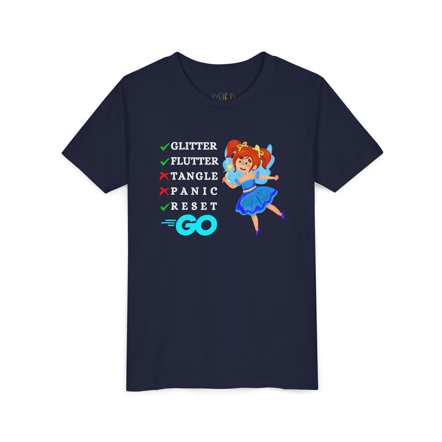 Youth Glitter. Flutter. Reset. GO. Tee – Bounce Back Like a Pro