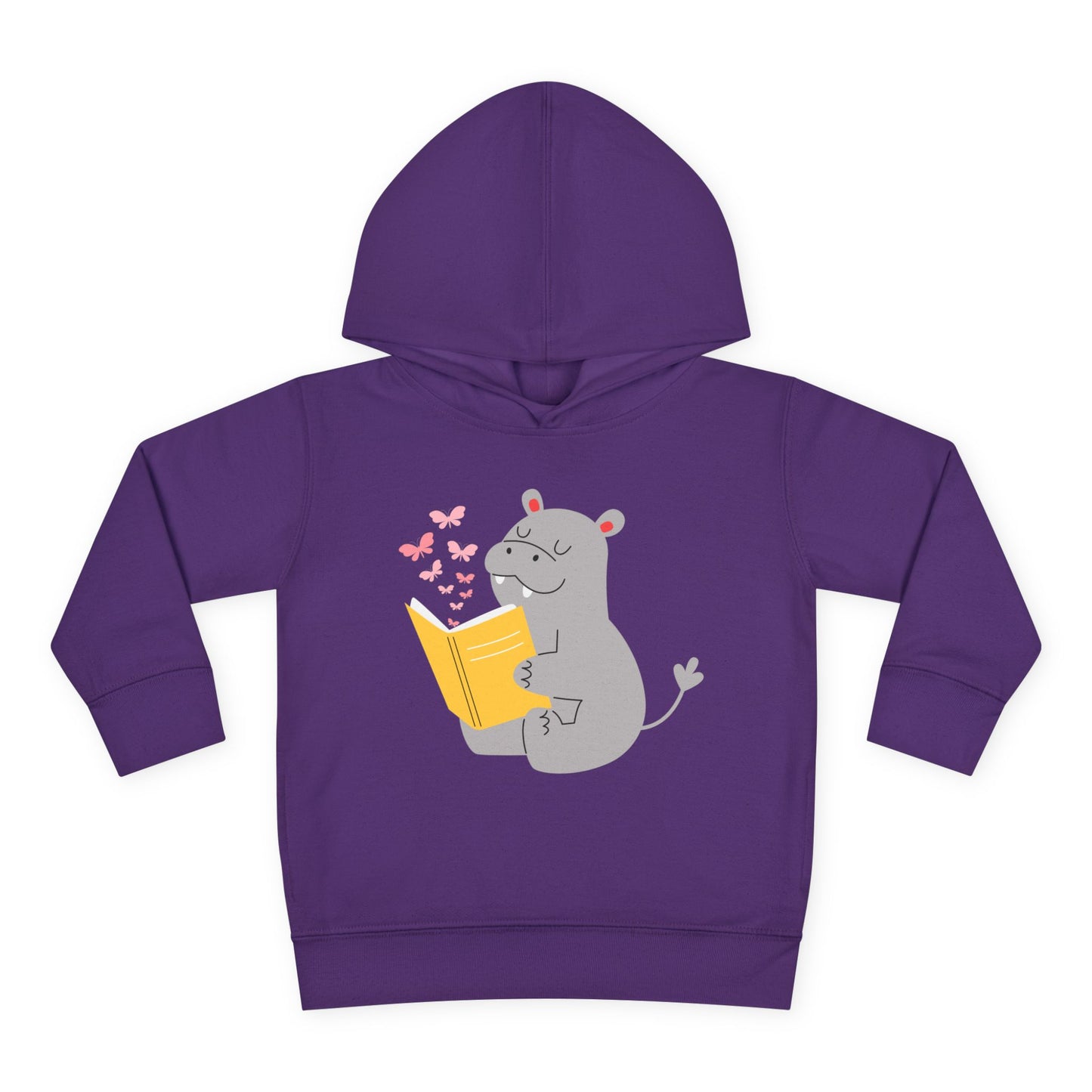 Toddler Happy Hippo Reading Hoodie β Butterfly Book Design