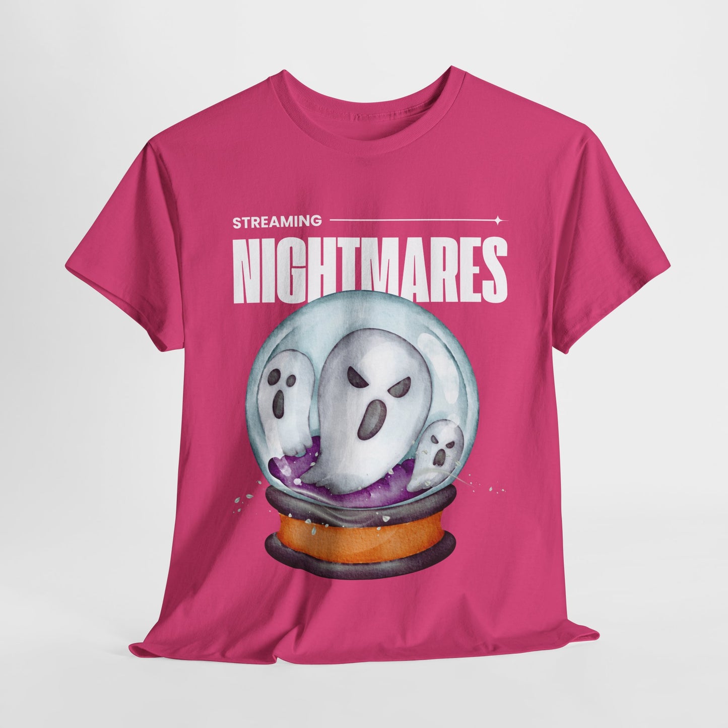 Teen/Adult Unisex "Streaming Nightmares" Ghost Globe T-Shirt โ Haunted Horror Apparel