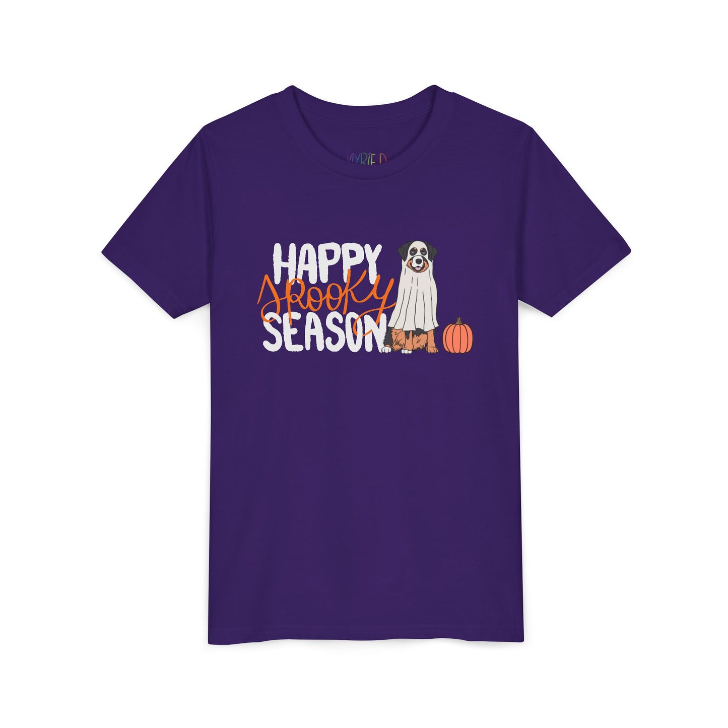 Youth "Happy Spooky Season" Tee – Cute Halloween Dog & Pumpkin Shirt