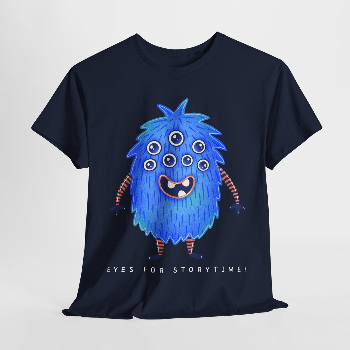 Teen/Adult Unisex “Eyes for Storytime!” Tee – Funny Multi-Eyed Monster Shirt for Readers, Teachers & Lit Lovers