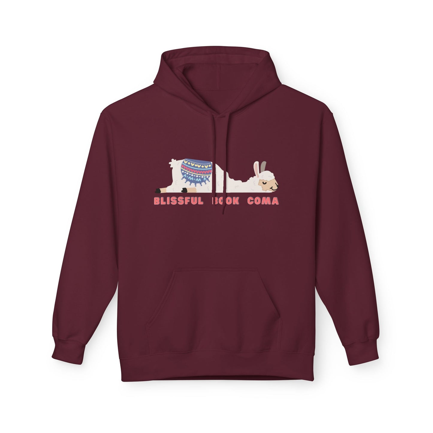 Teen/Adult Unisex Blissful Book Coma Hoodie – Cozy Llama Reading Design