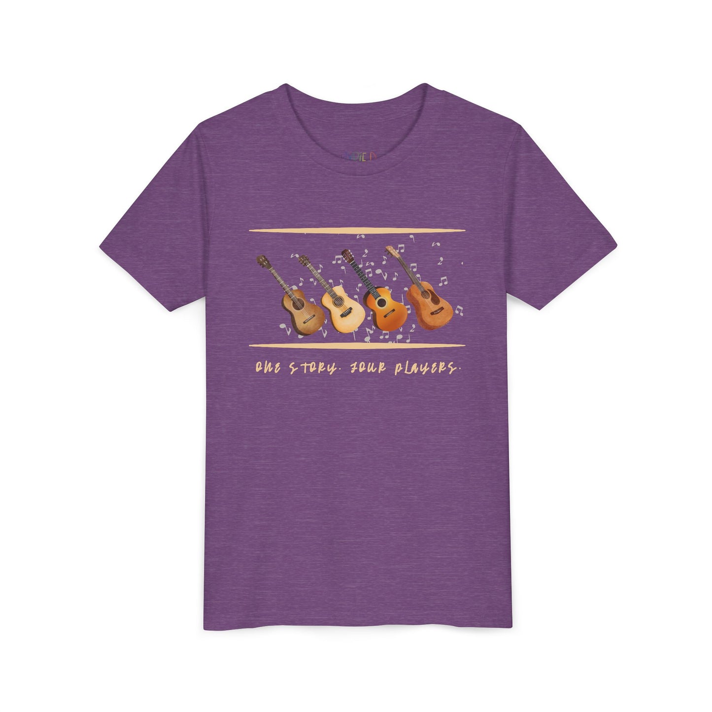 Youth One Story. Four Players. Tee β Guitar Ensemble Shirt for Collaborative Creatives (Words Edition)