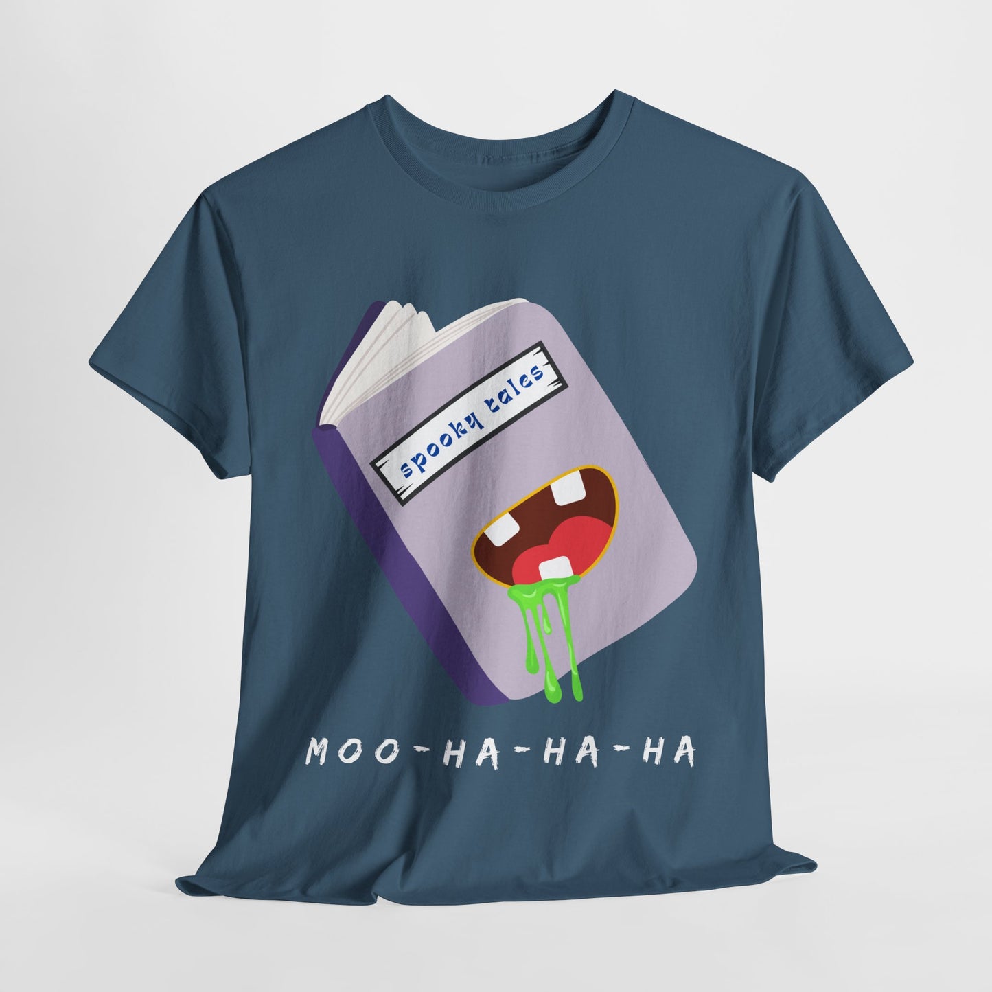 Teen/Adult Unisex Moo-Ha-Ha-Ha β Spooky Tales Monster Book Tee