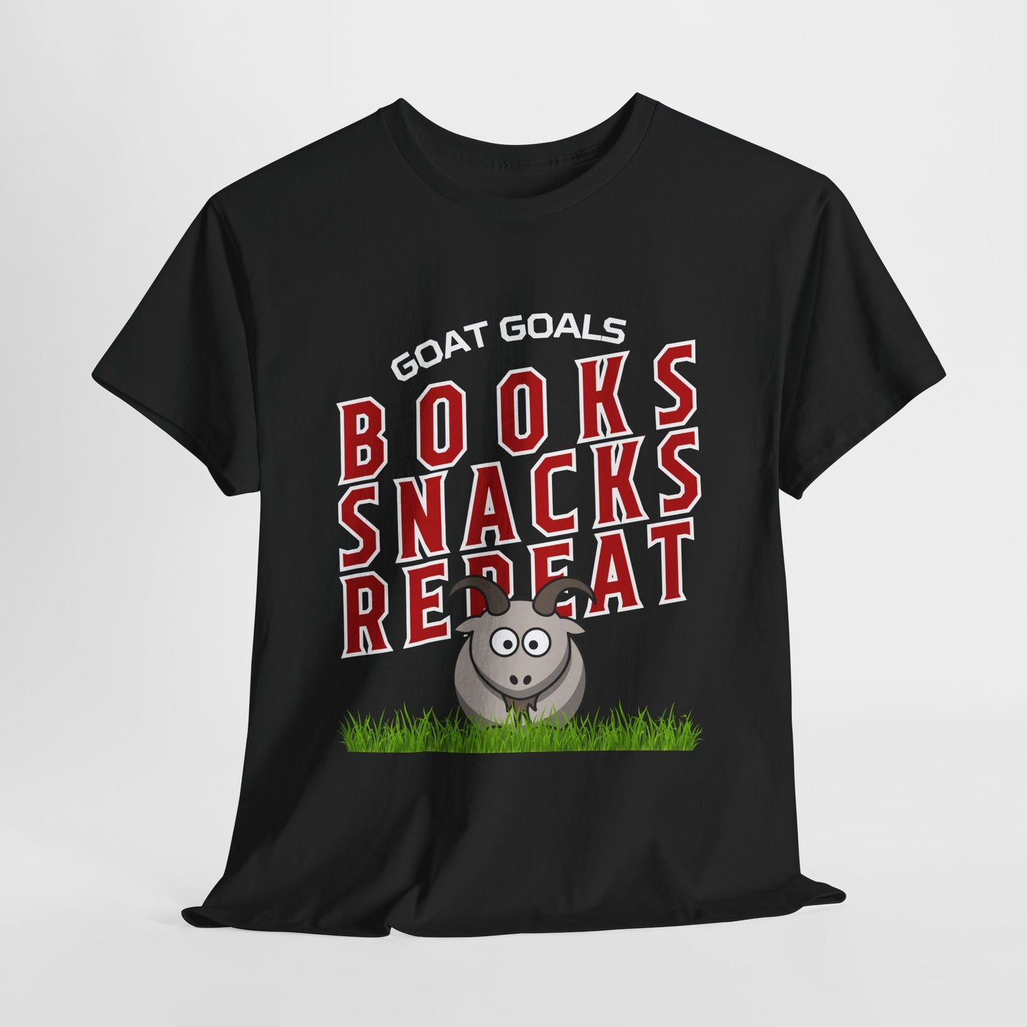 Teen/Adult Unisex – Goat Goals Books Snacks Repeat Tee