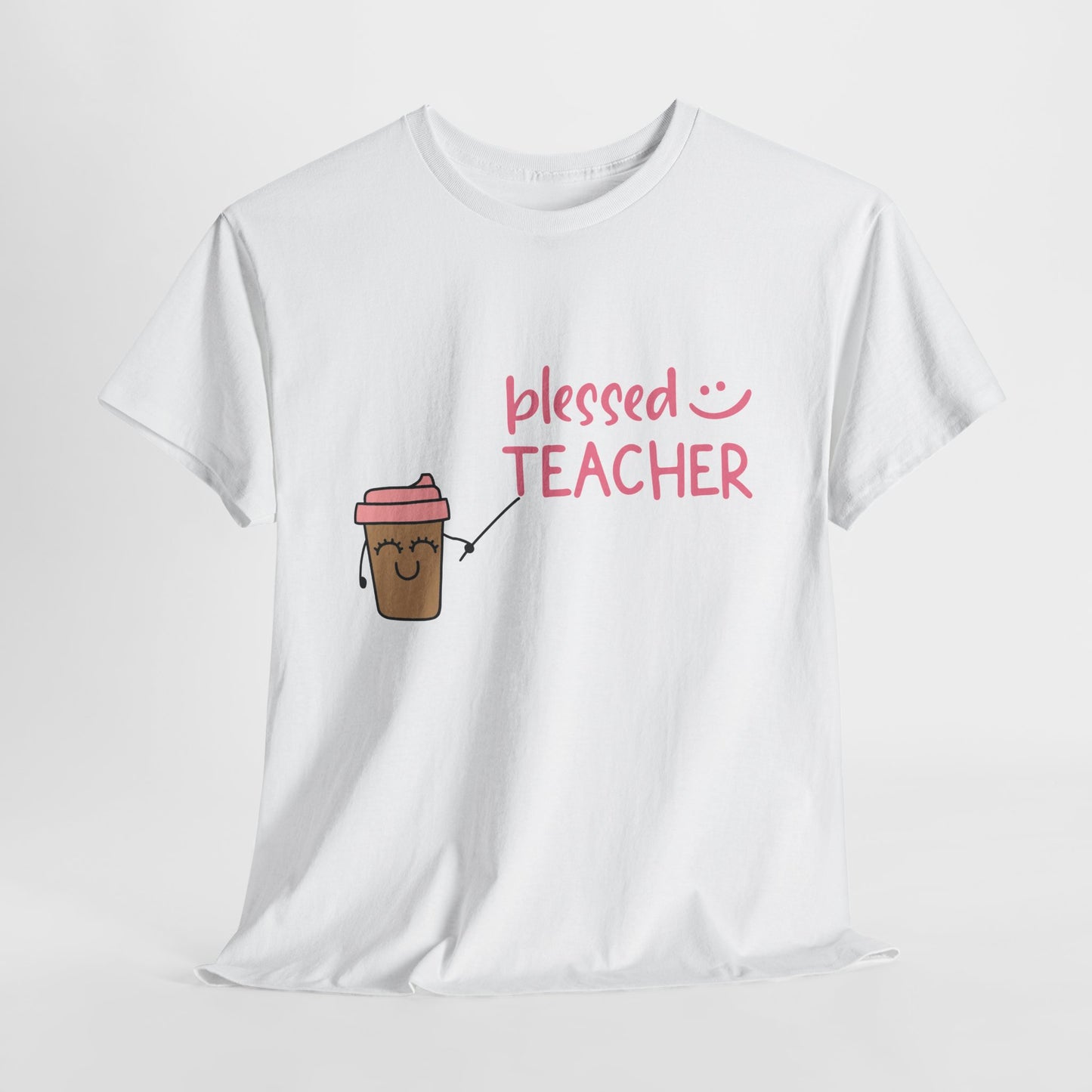 Teen/Adult Unisex Blessed Teacher Coffee Tee – Cute & Cozy for Caffeinated Educators