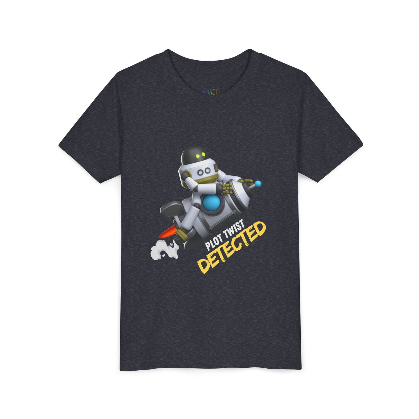 Youth Plot Twist Detected Tee β Rocket-Bot Shirt for Curious Readers For kids who zoom through stories and spot every twist!