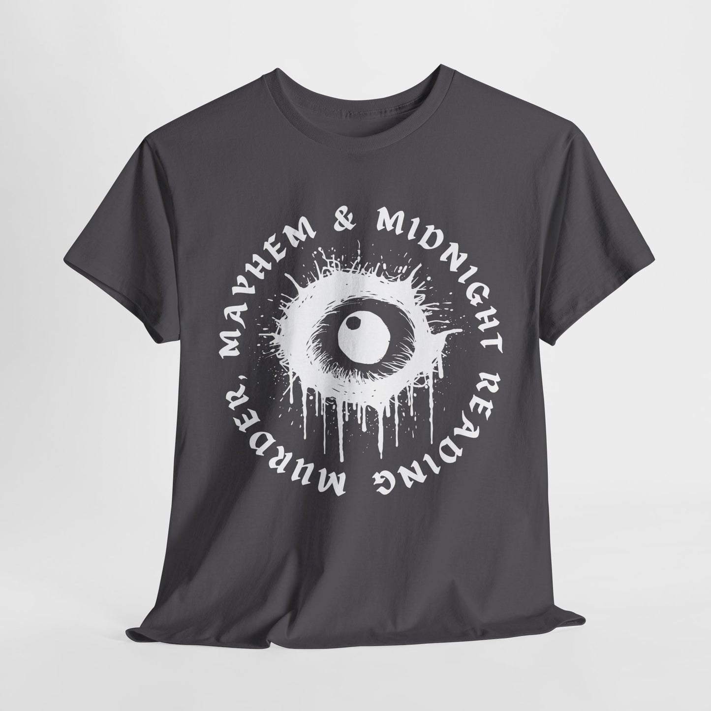 Teen/Adult Unisex Mayhem & Midnight Reading T-Shirt – Horror Eye Graphic Tee