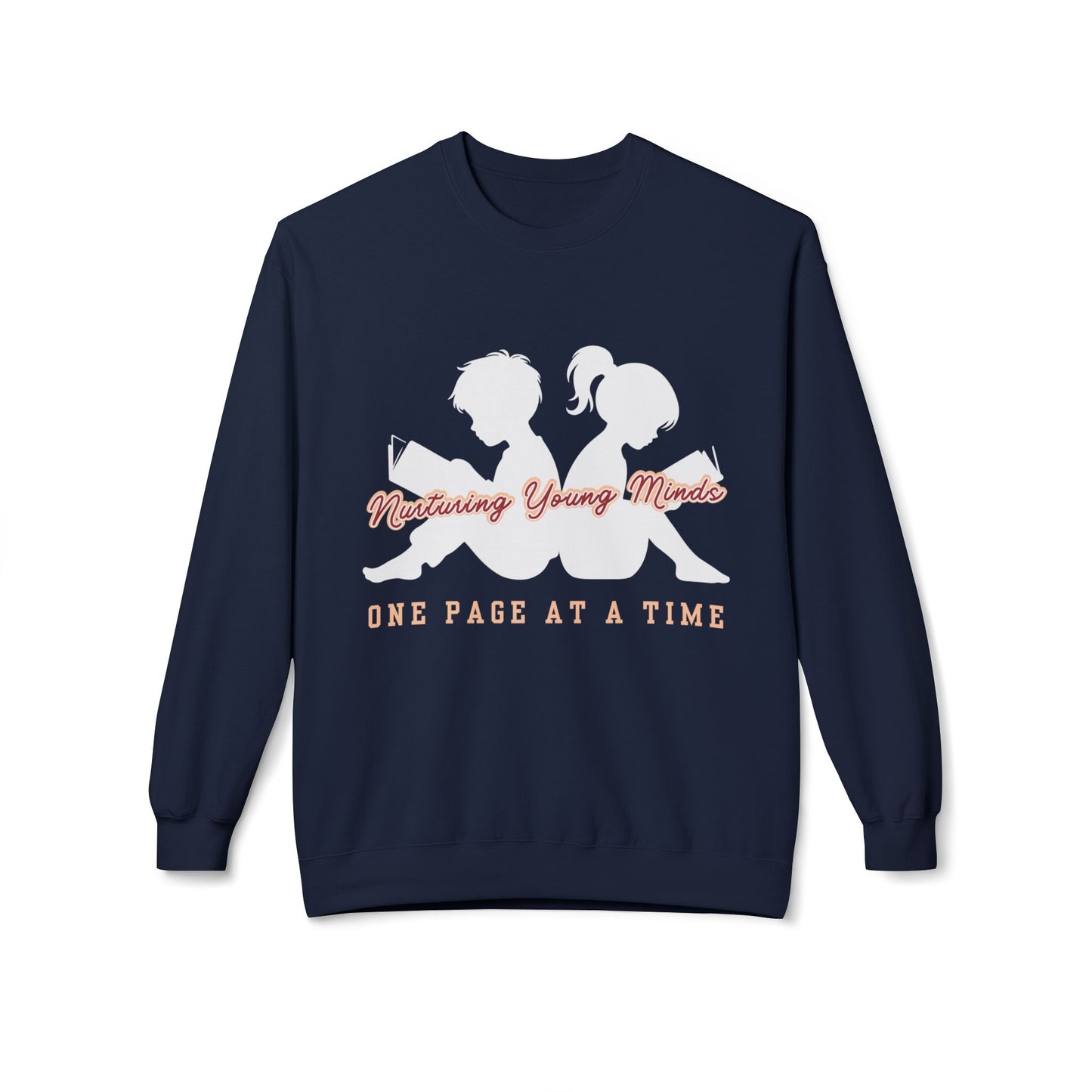 Teen/Adult Unisex Nurturing Young Minds Sweatshirt – One Page at a Time Teacher Crewneck